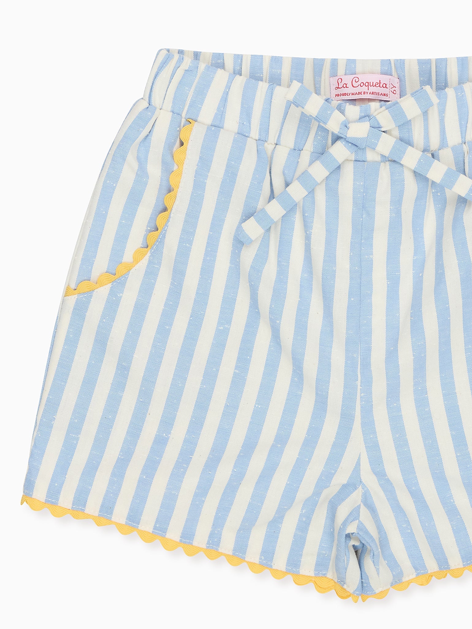 Blue Stripe Miranda Cotton Girl Shorts