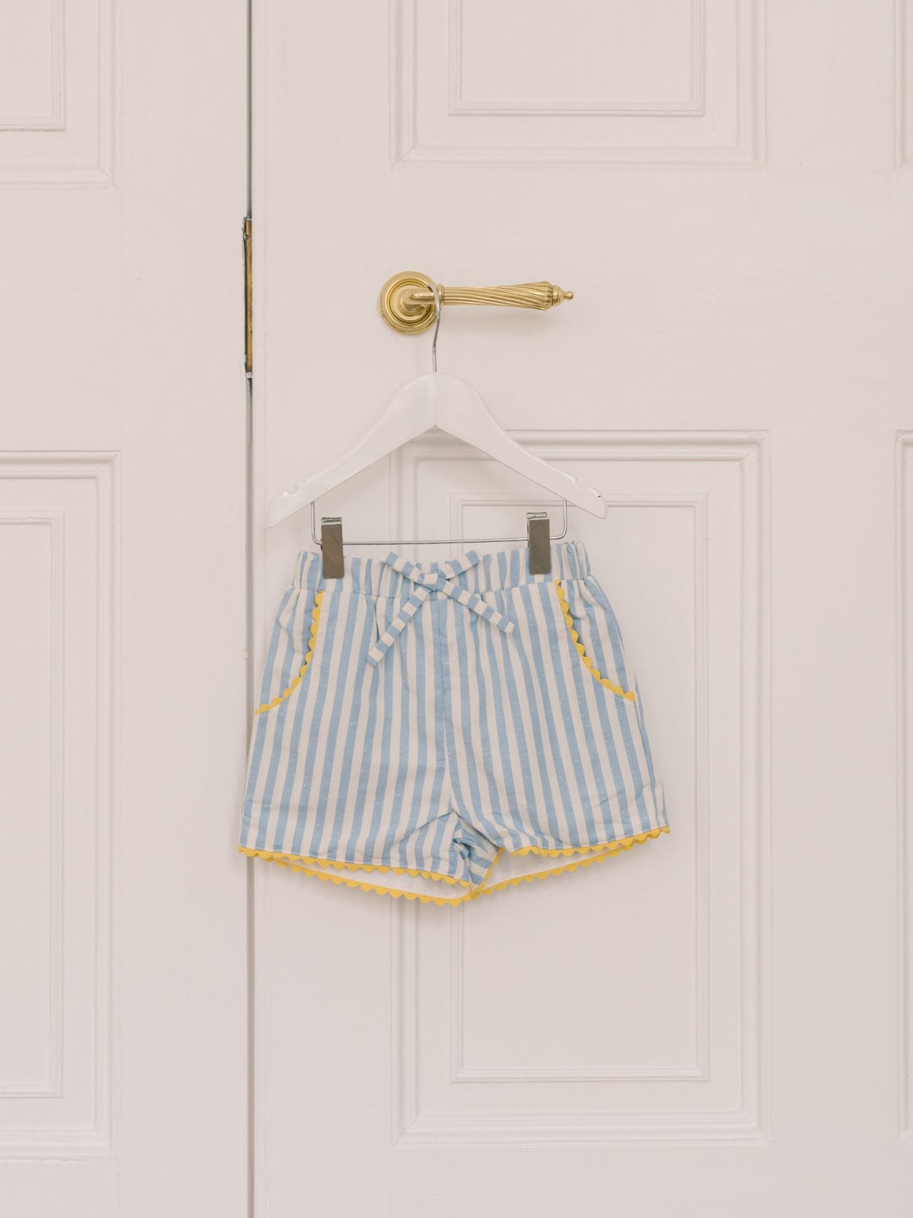 Blue Stripe Miranda Cotton Girl Shorts