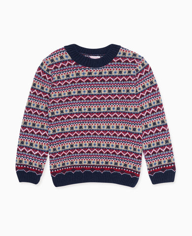 Navy Mirlo Fair Isle Merino Boy Jumper