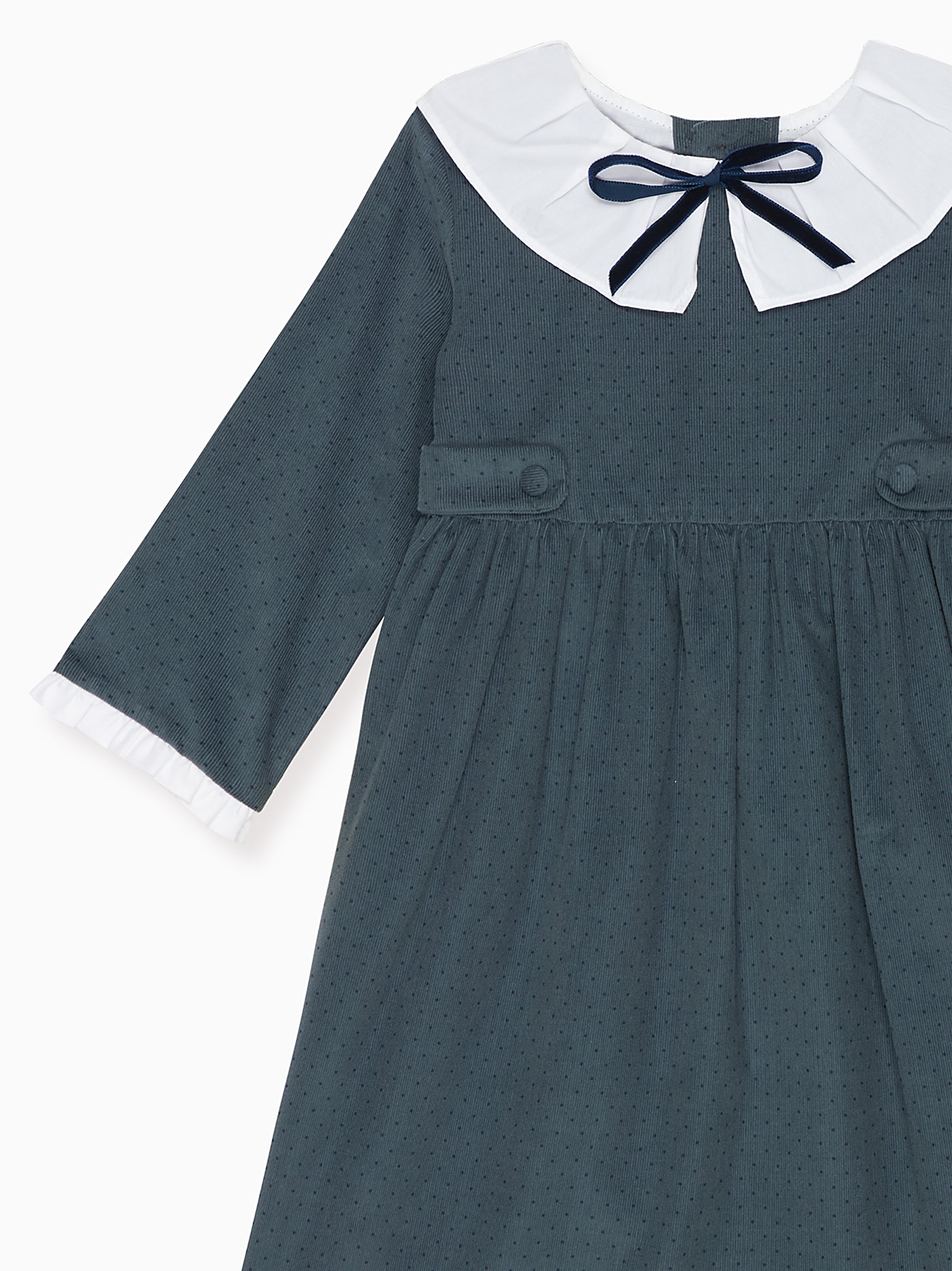 Blue Polka Dot Mona Corduroy Girl Dress | Timeless Corduroy Style
