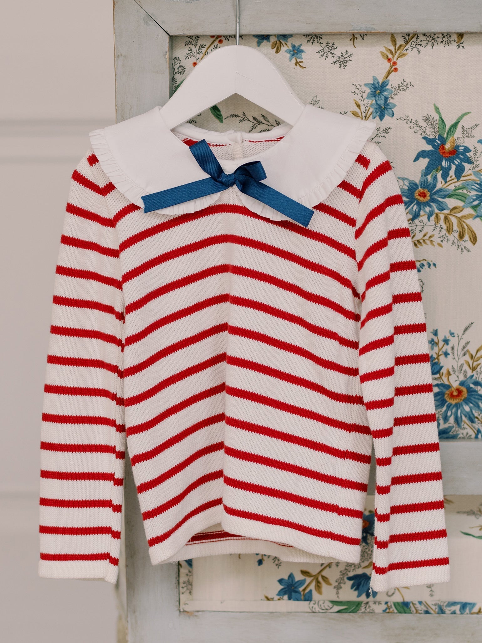 Burgundy Stripe Morissa Cotton Girl Sweater