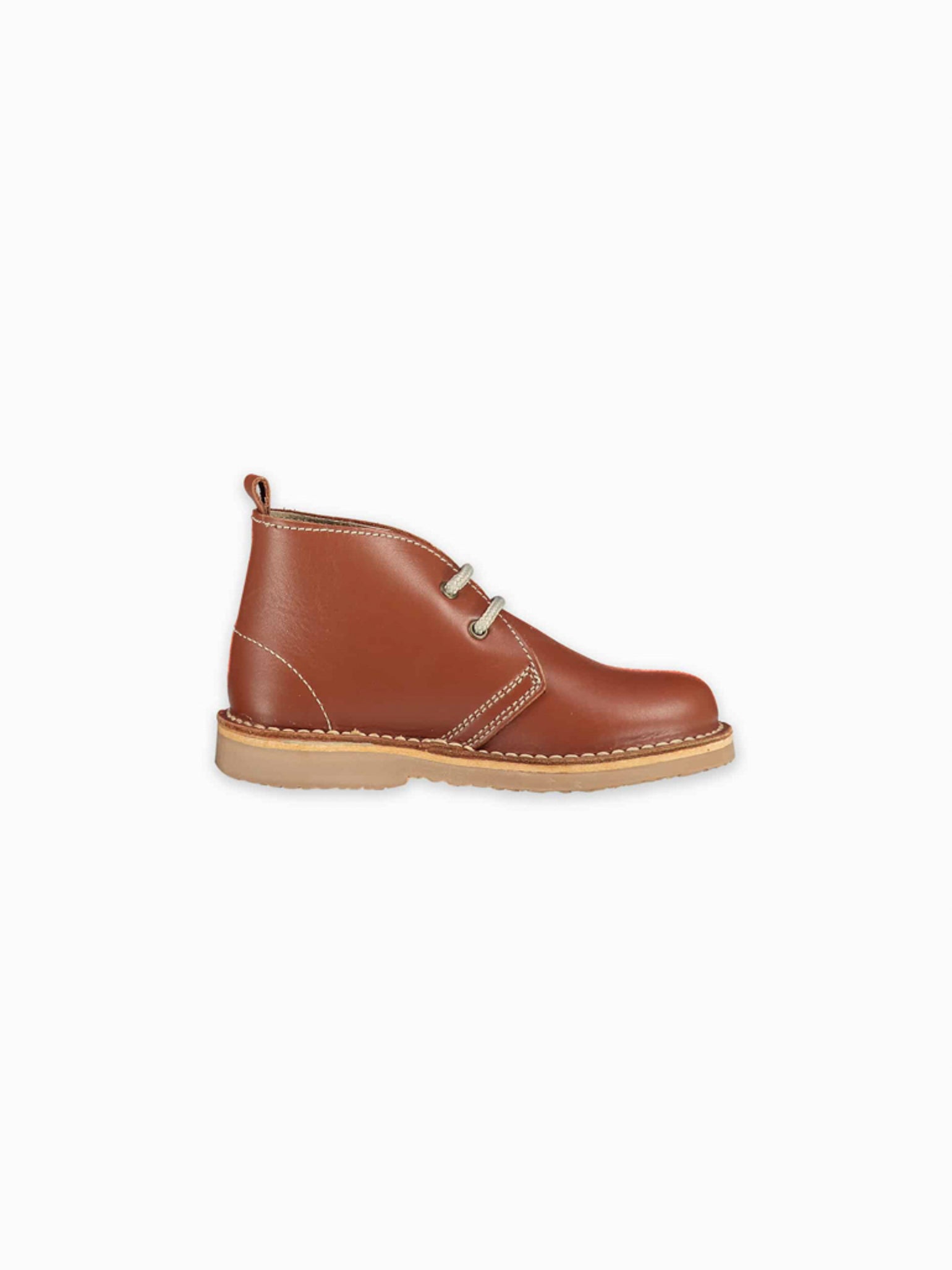 Dark Tan Leather Kids Desert Boots