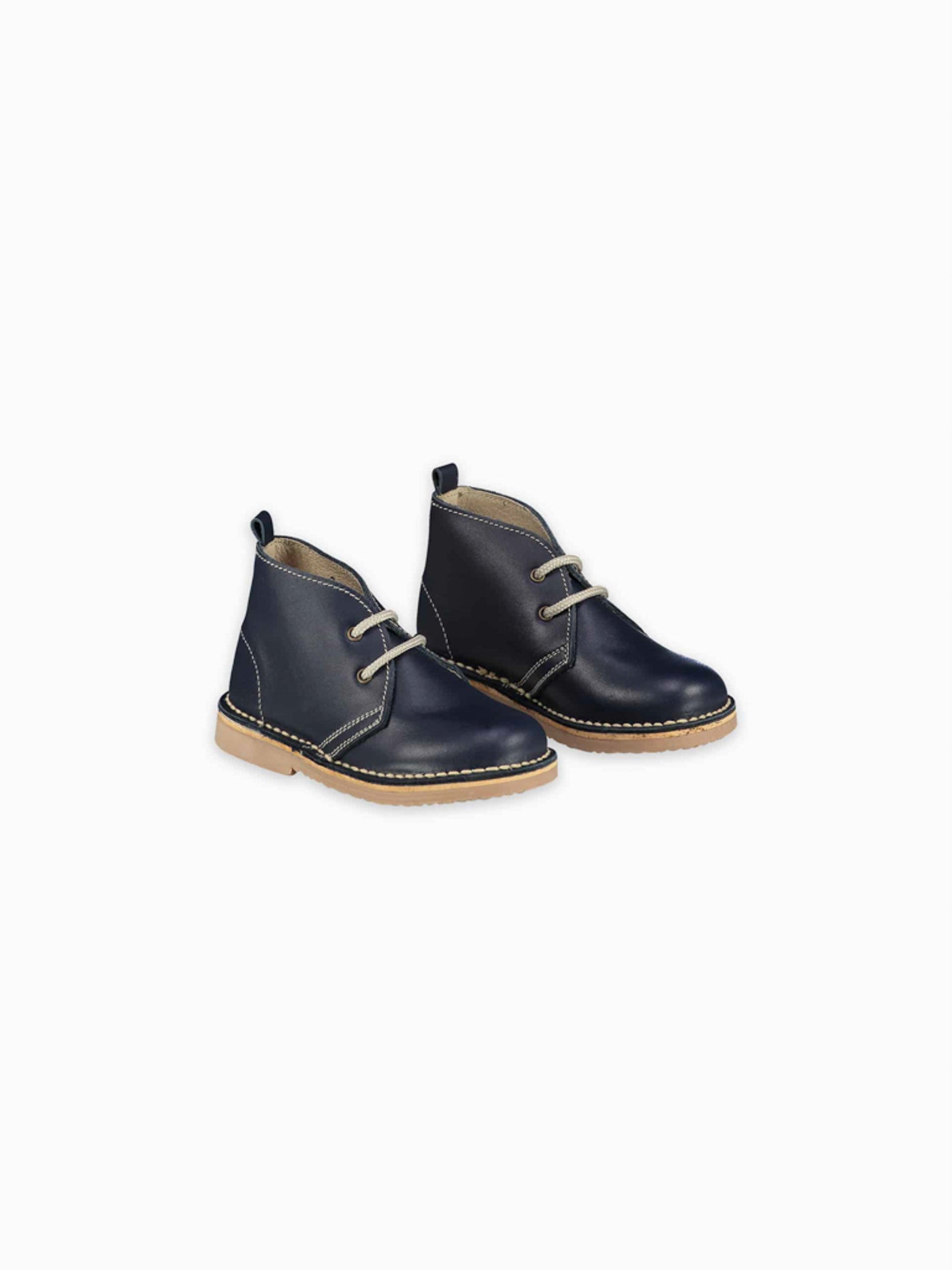 Navy Leather Kids Desert Boots La Coqueta Kids