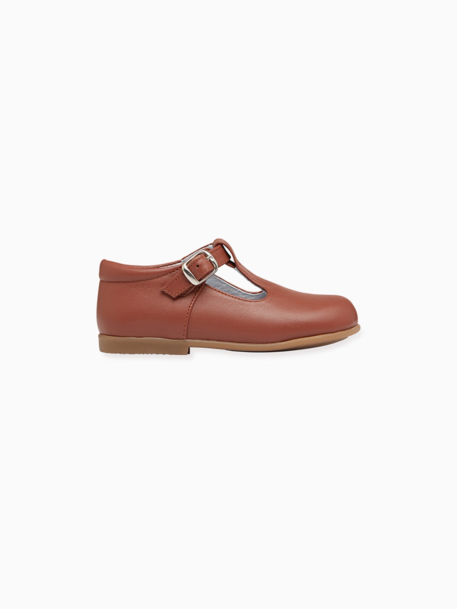 Dark Tan Leather Toddler T-Bar Shoes