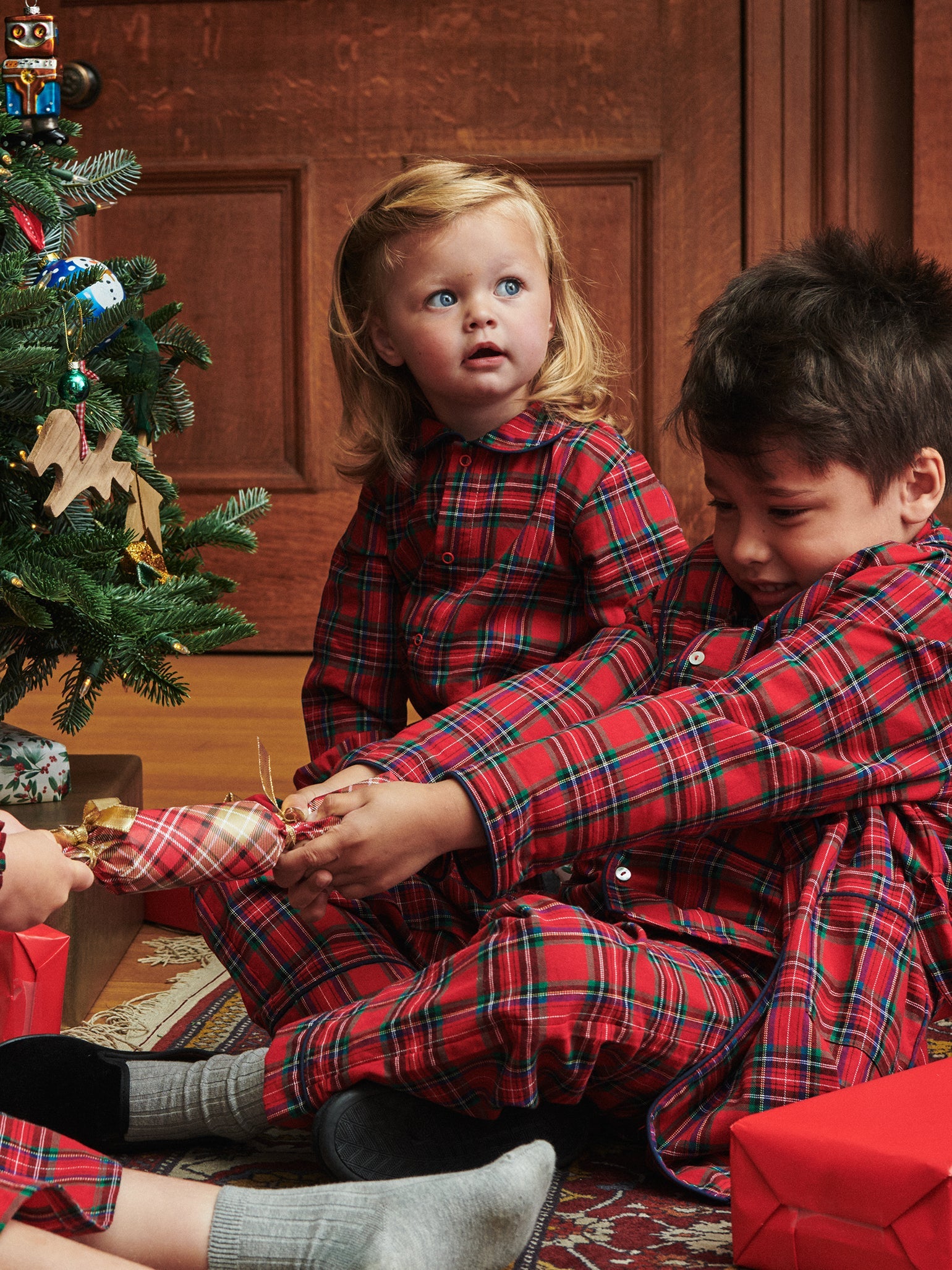 Red tartan pyjamas kids sale