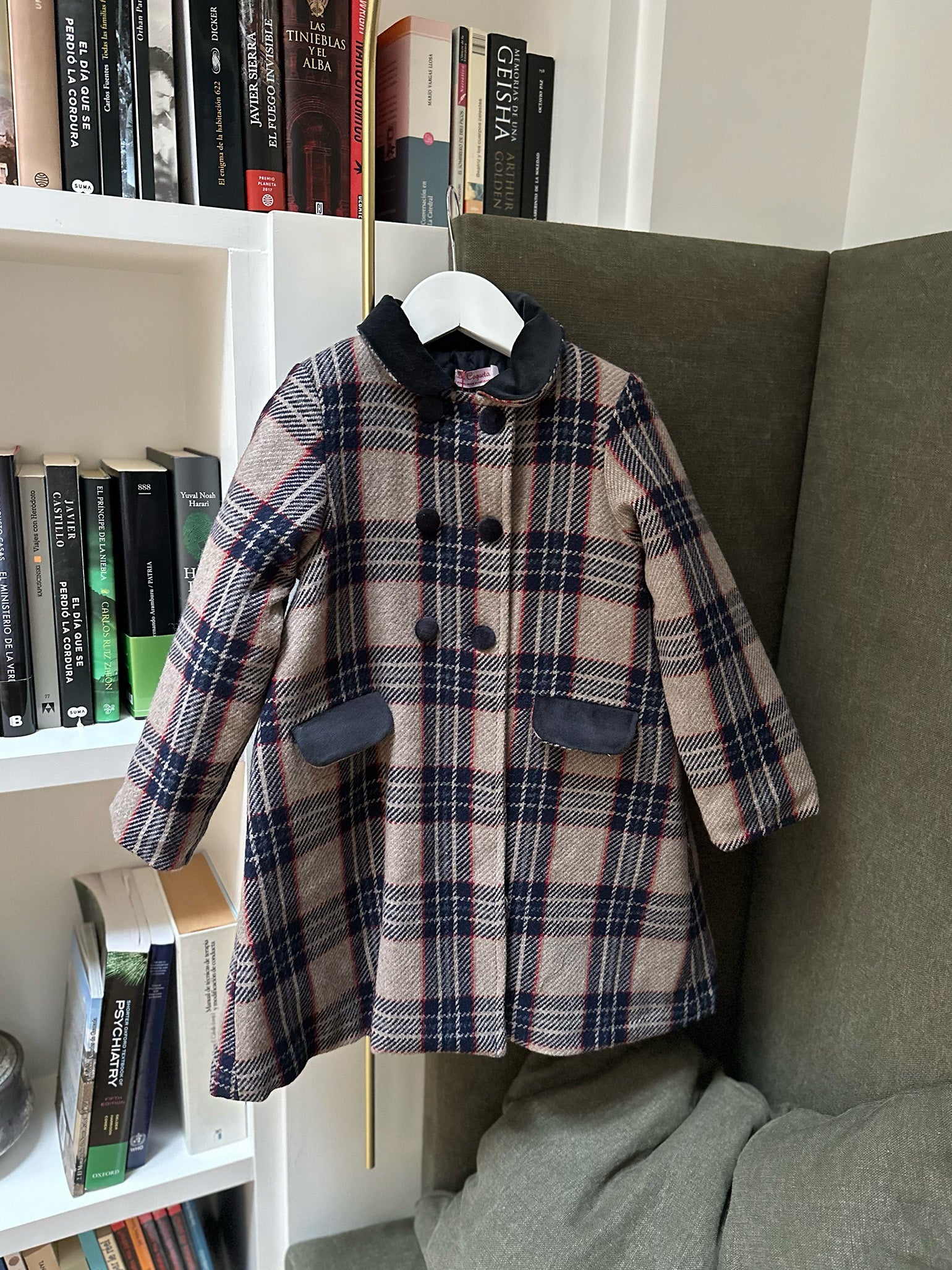 Navy Check Arrieta Girl Coat