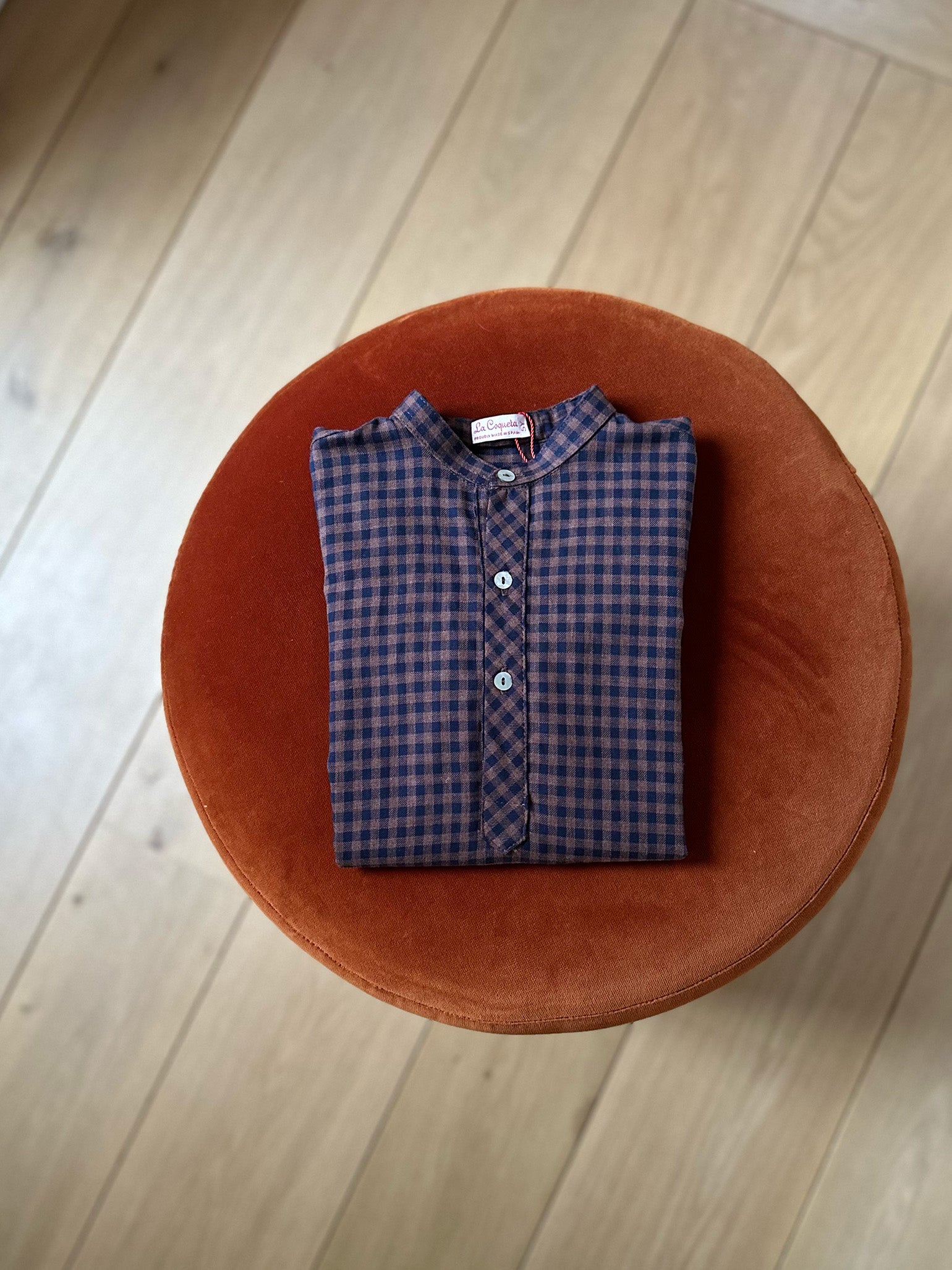 Navy Check Jazmin Long Sleeve Boy Shirt