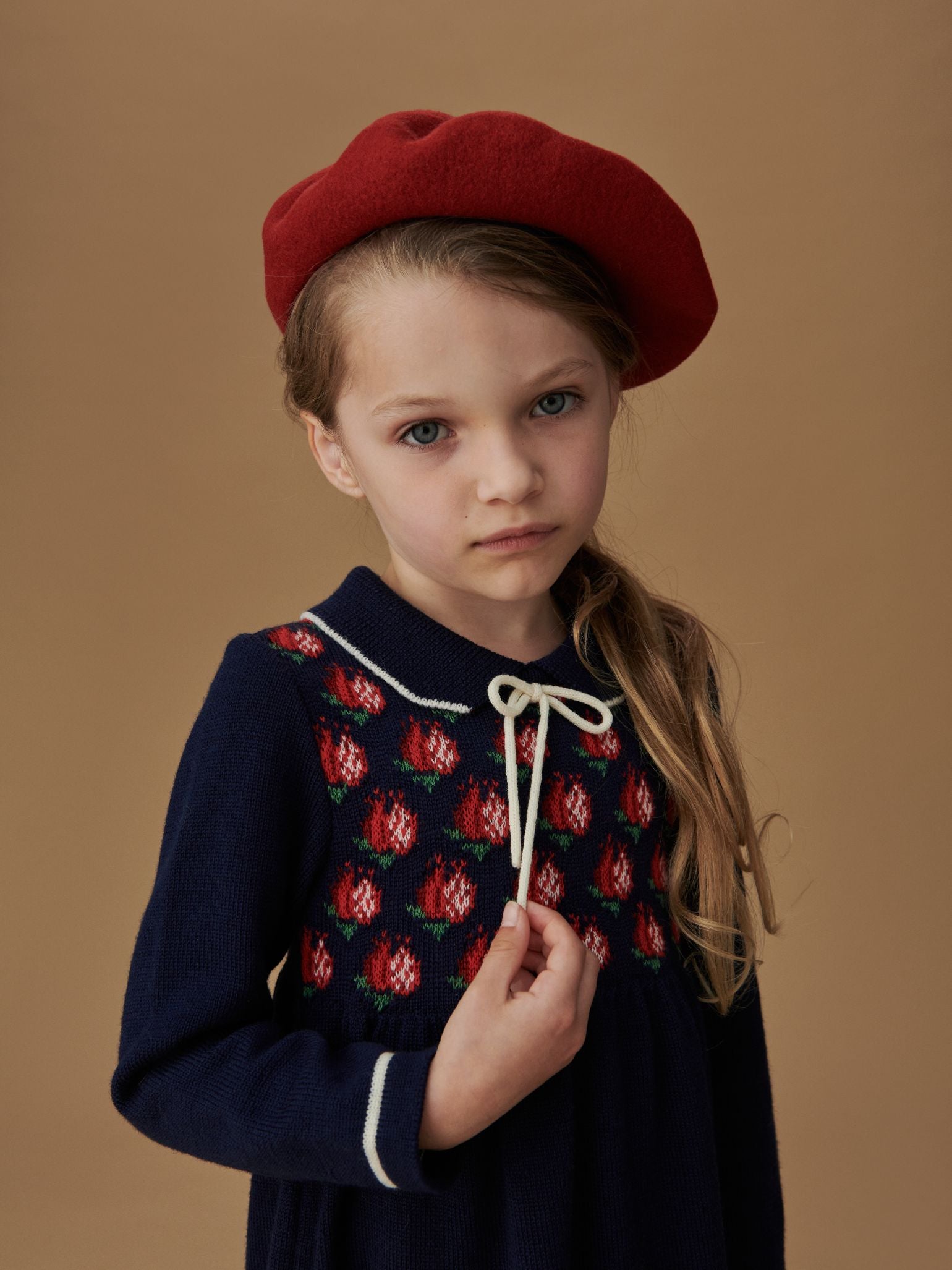 Navy Pomegranate Merino Girl Knitted Dress