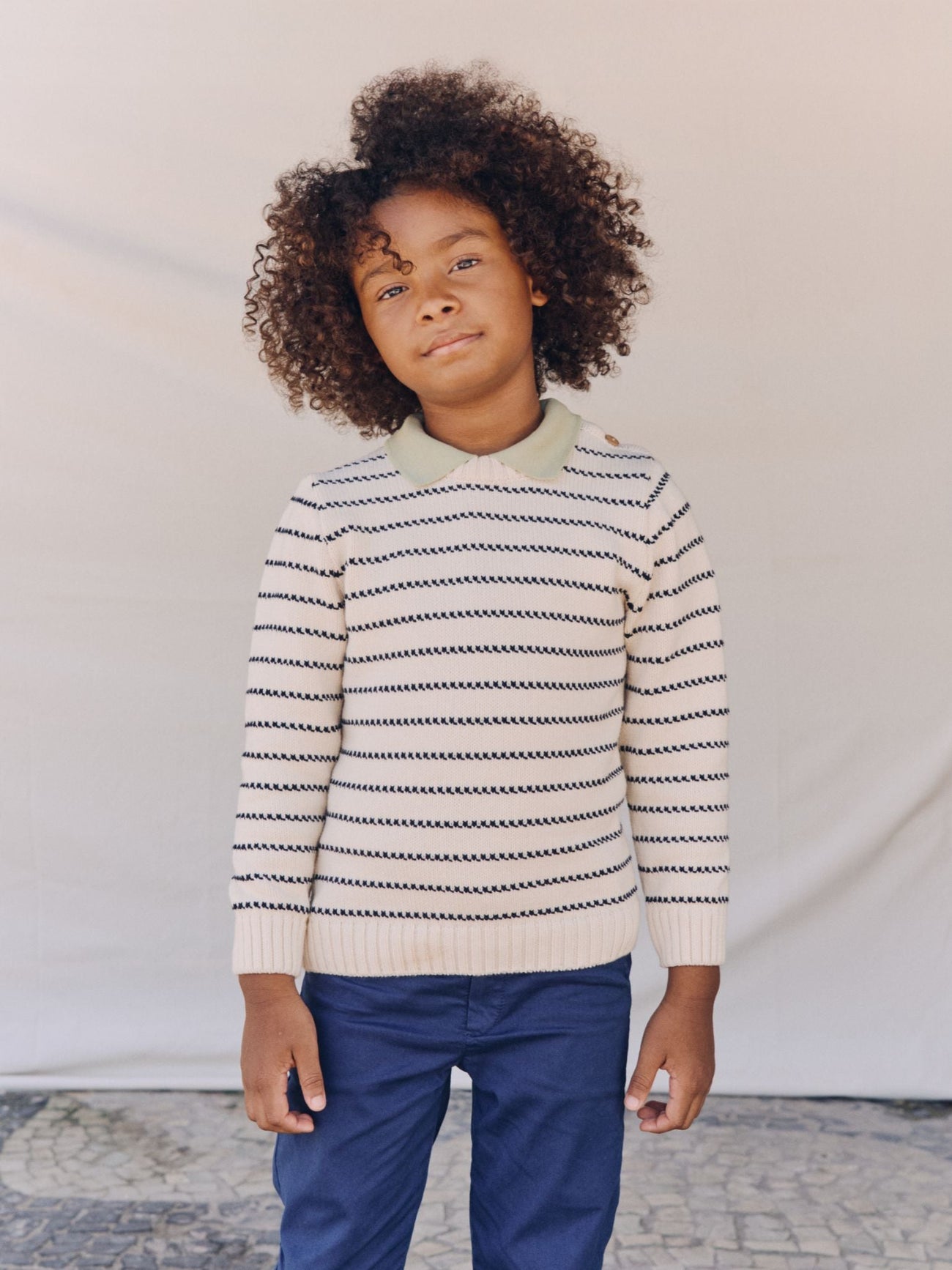 Navy Stripe Raya Cotton Boy Jumper