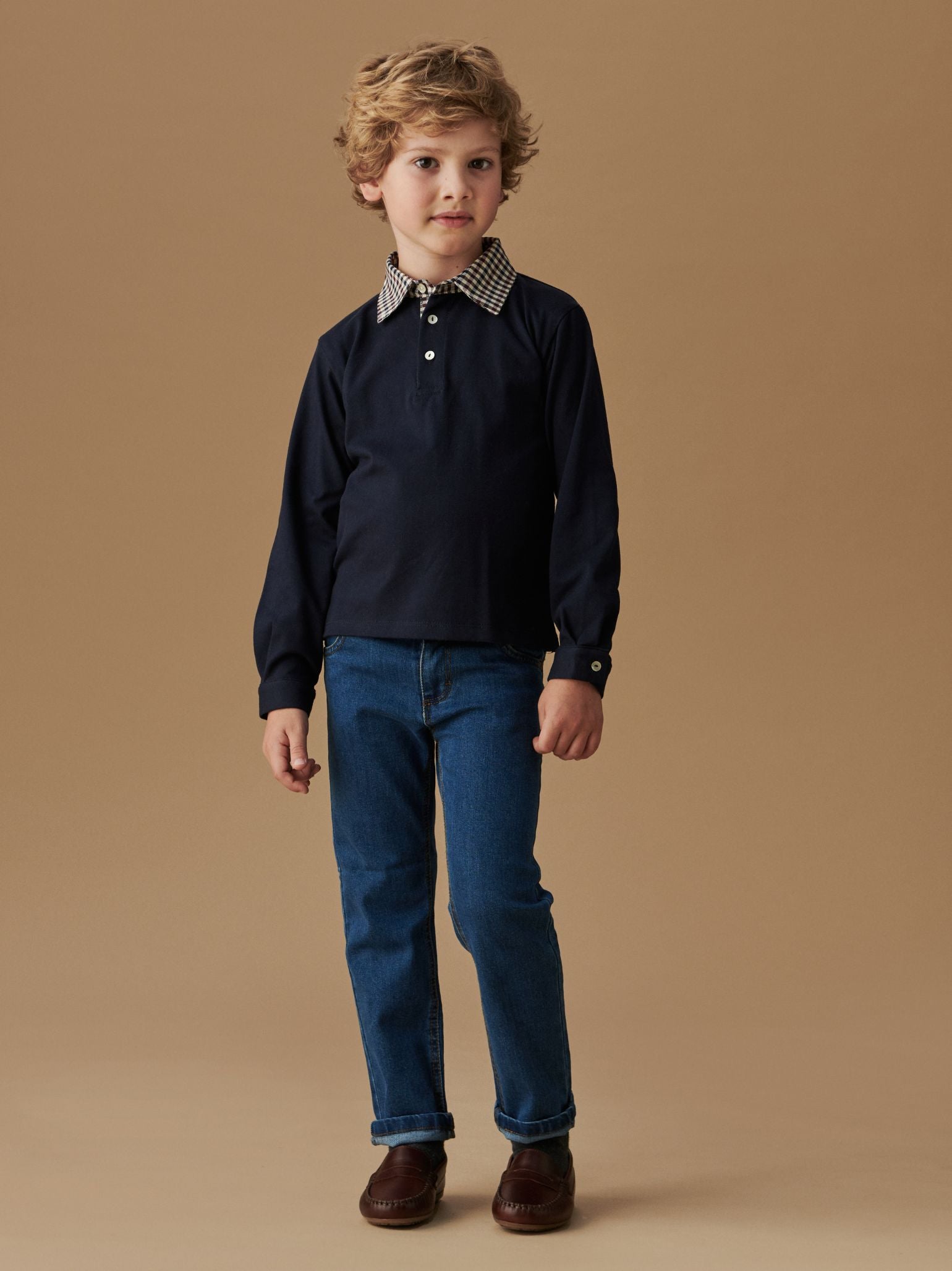 Navy Tijo Long Sleeve Boy Rugby Shirt | La Coqueta Kids UK