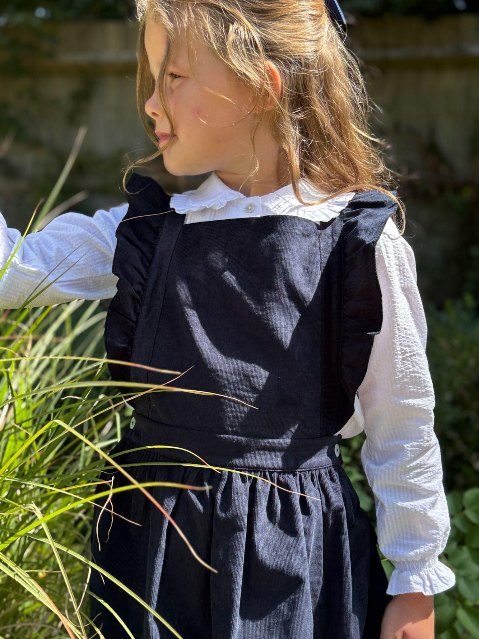 Navy Cora Corduroy Girl Pinafore Skirt