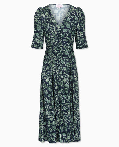 Navy & Green Floral Siena Womens Long Dress