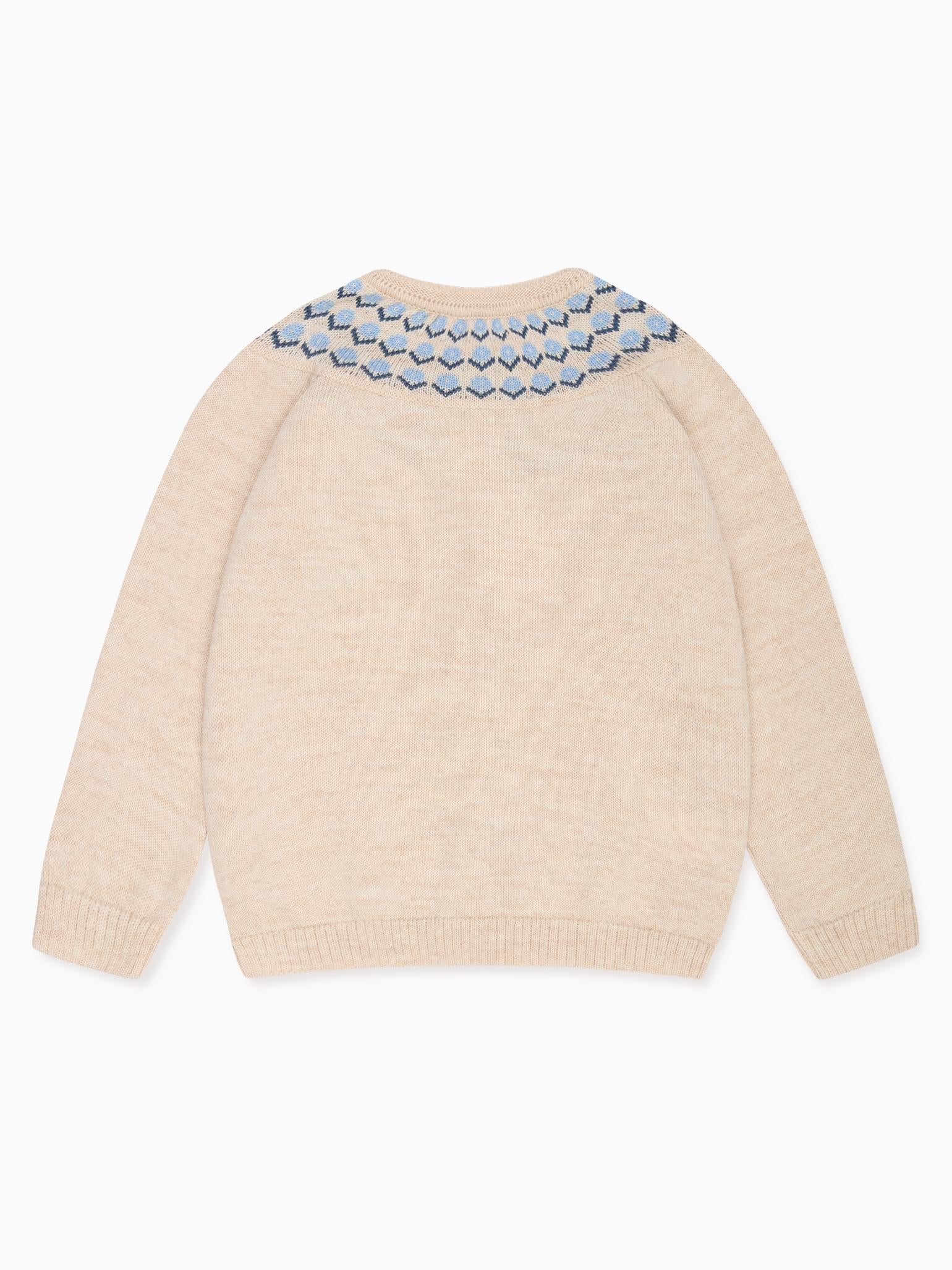 Oatmeal Nelia Merino Fair Isle Girl Cardigan