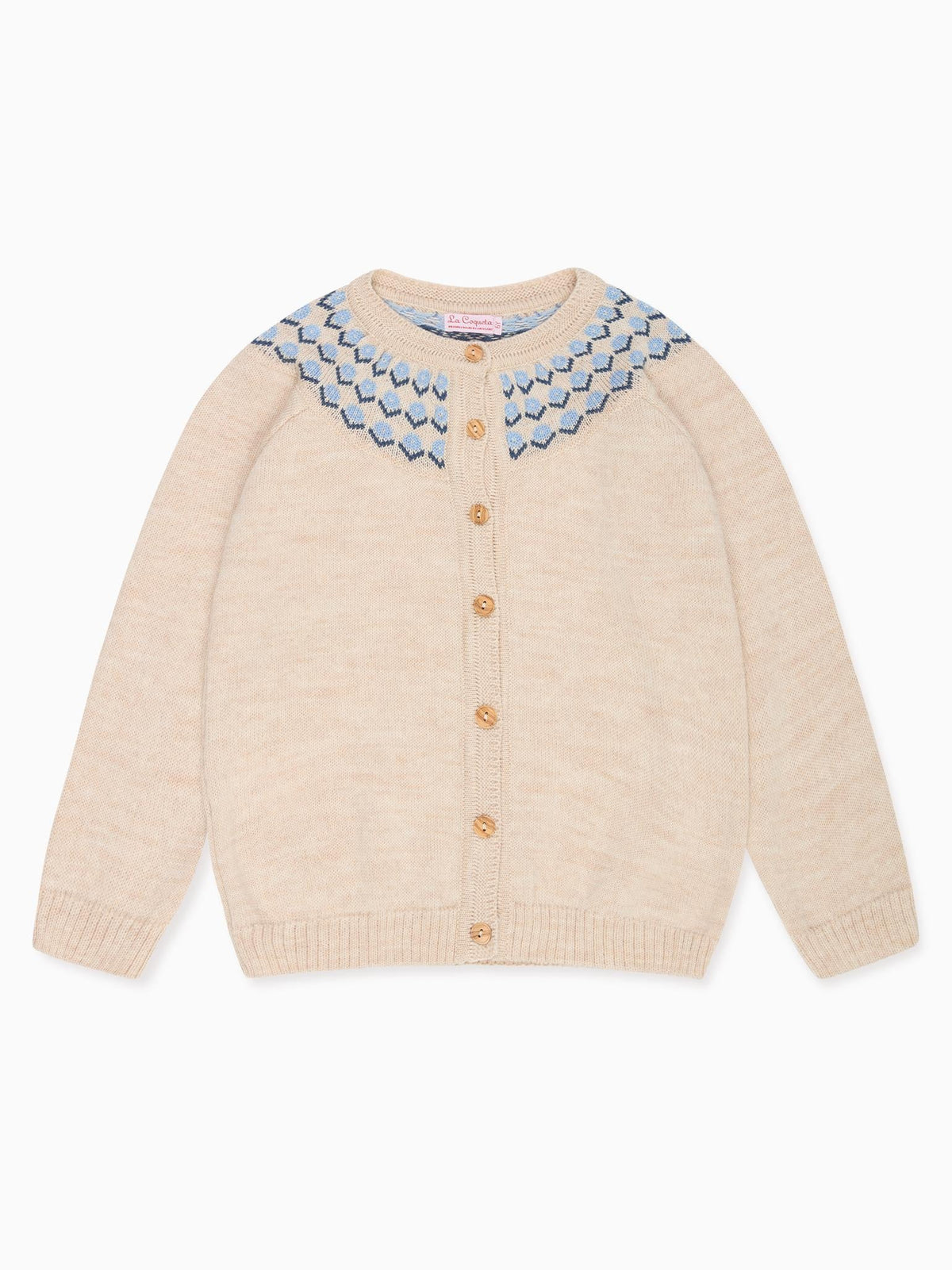 Oatmeal Nelia Merino Fair Isle Girl Cardigan