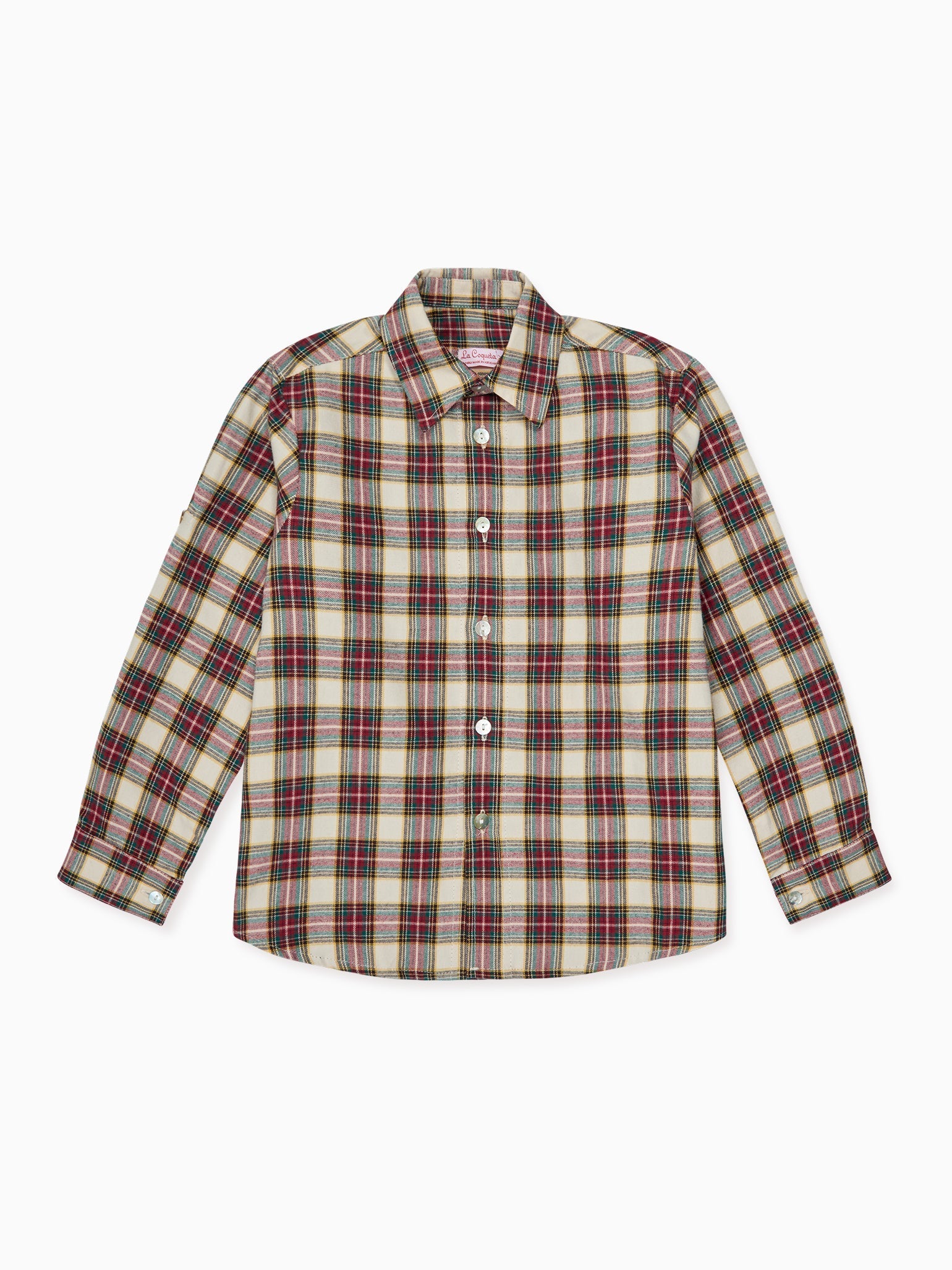 Ivory Tartan Nico Long Sleeve Boy Shirt