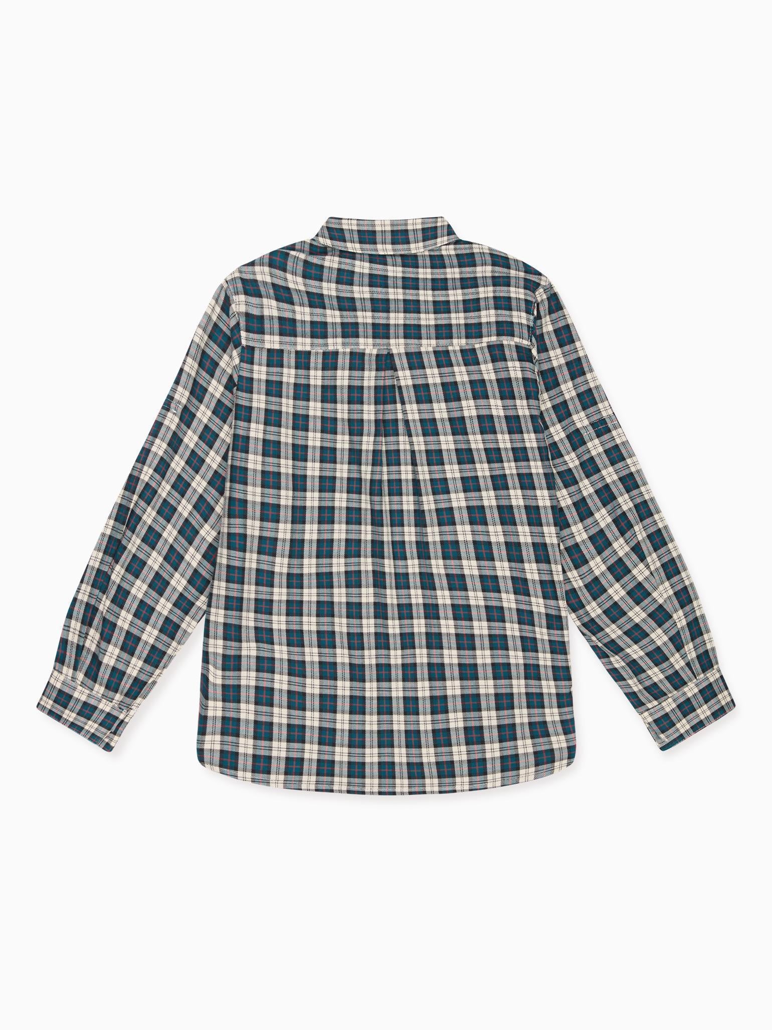 Teal Tartan Nico Long Sleeve Boy Shirt