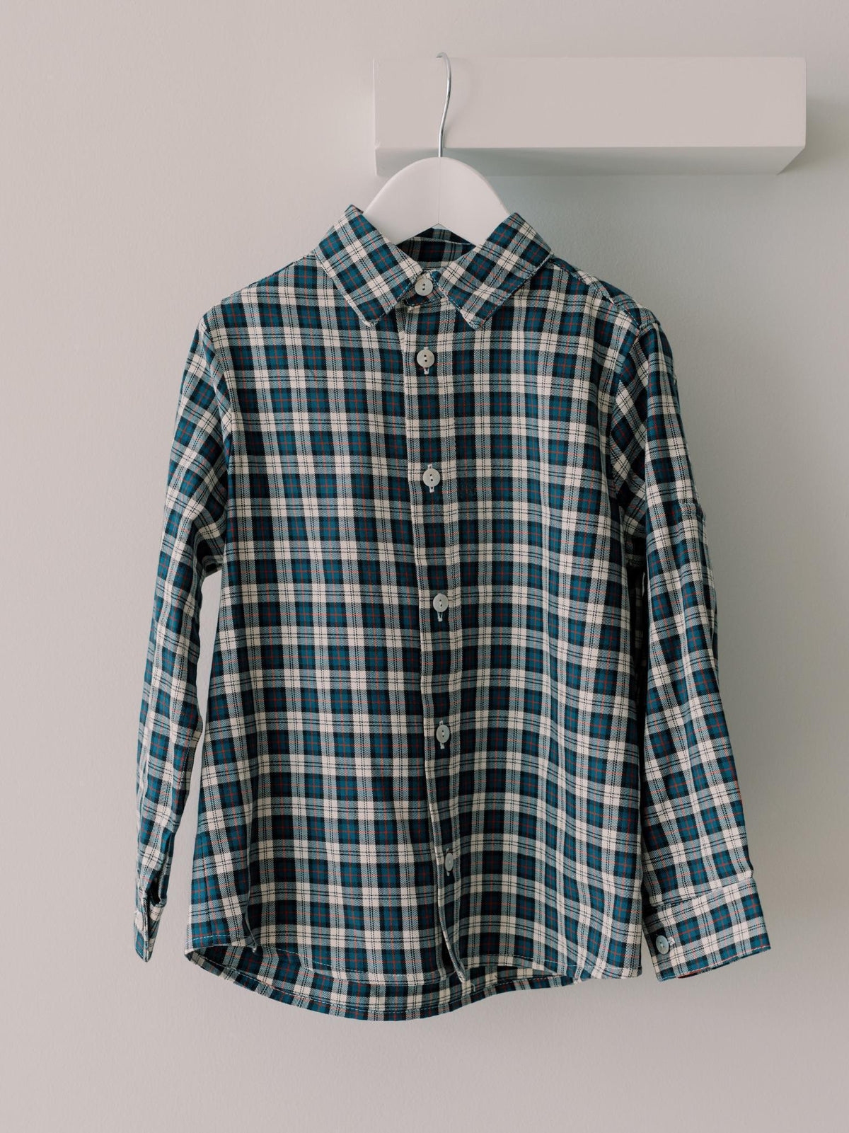 Teal Tartan Nico Long Sleeve Boy Shirt
