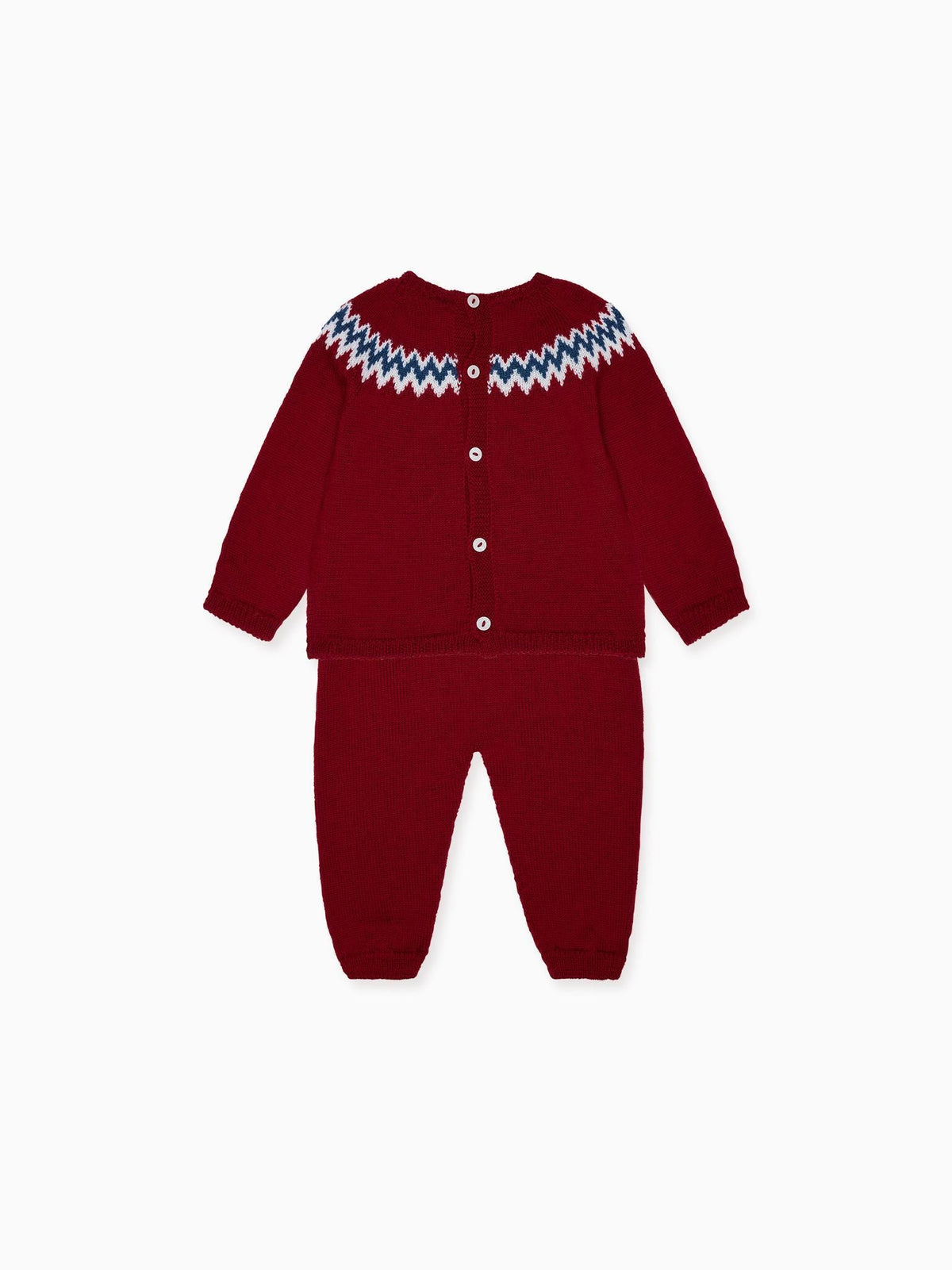 Burgundy Nieve Merino Fair Isle Baby Knitted Set