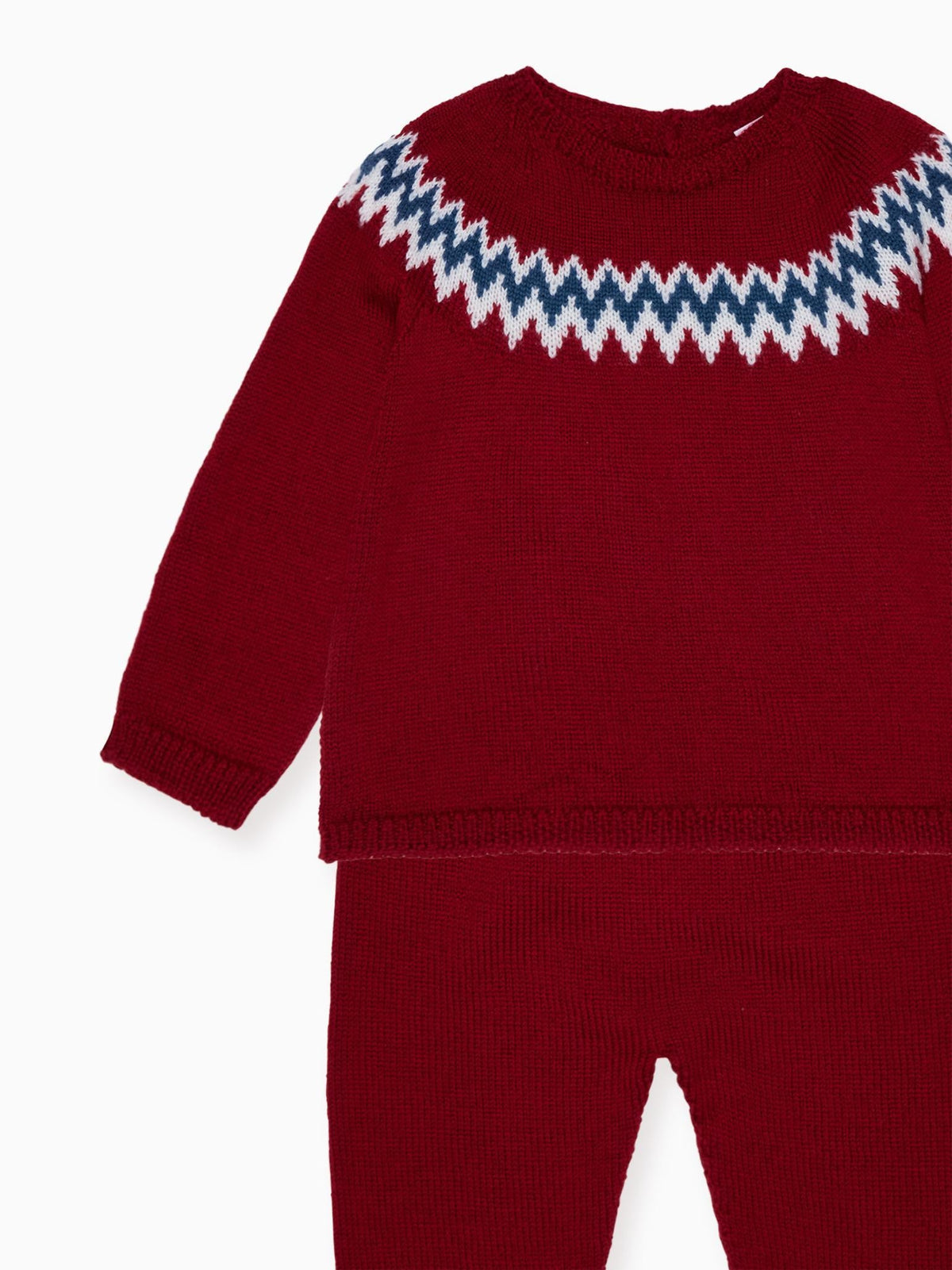 Burgundy Nieve Merino Fair Isle Baby Knitted Set