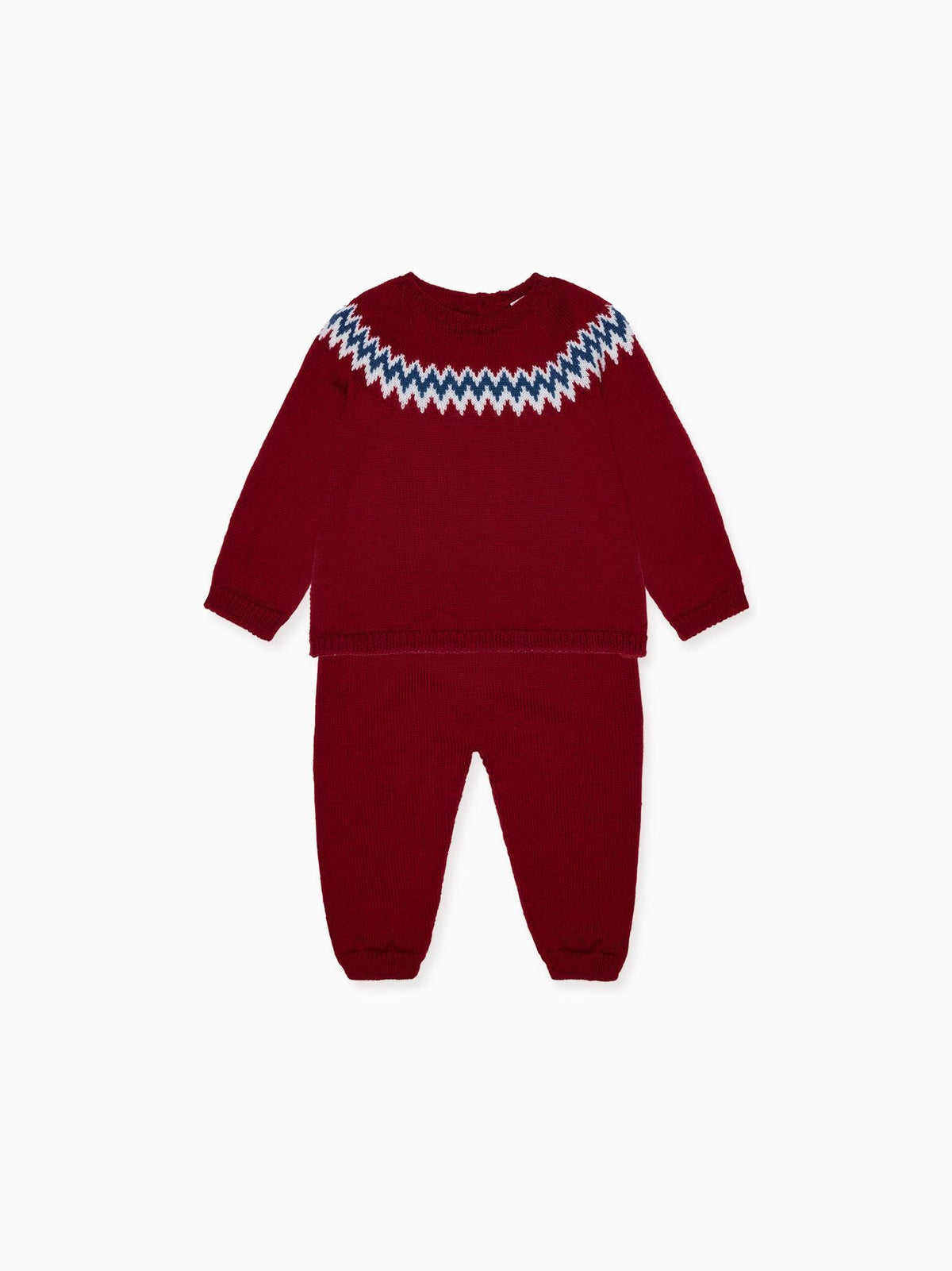 Burgundy Nieve Merino Fair Isle Baby Knitted Set