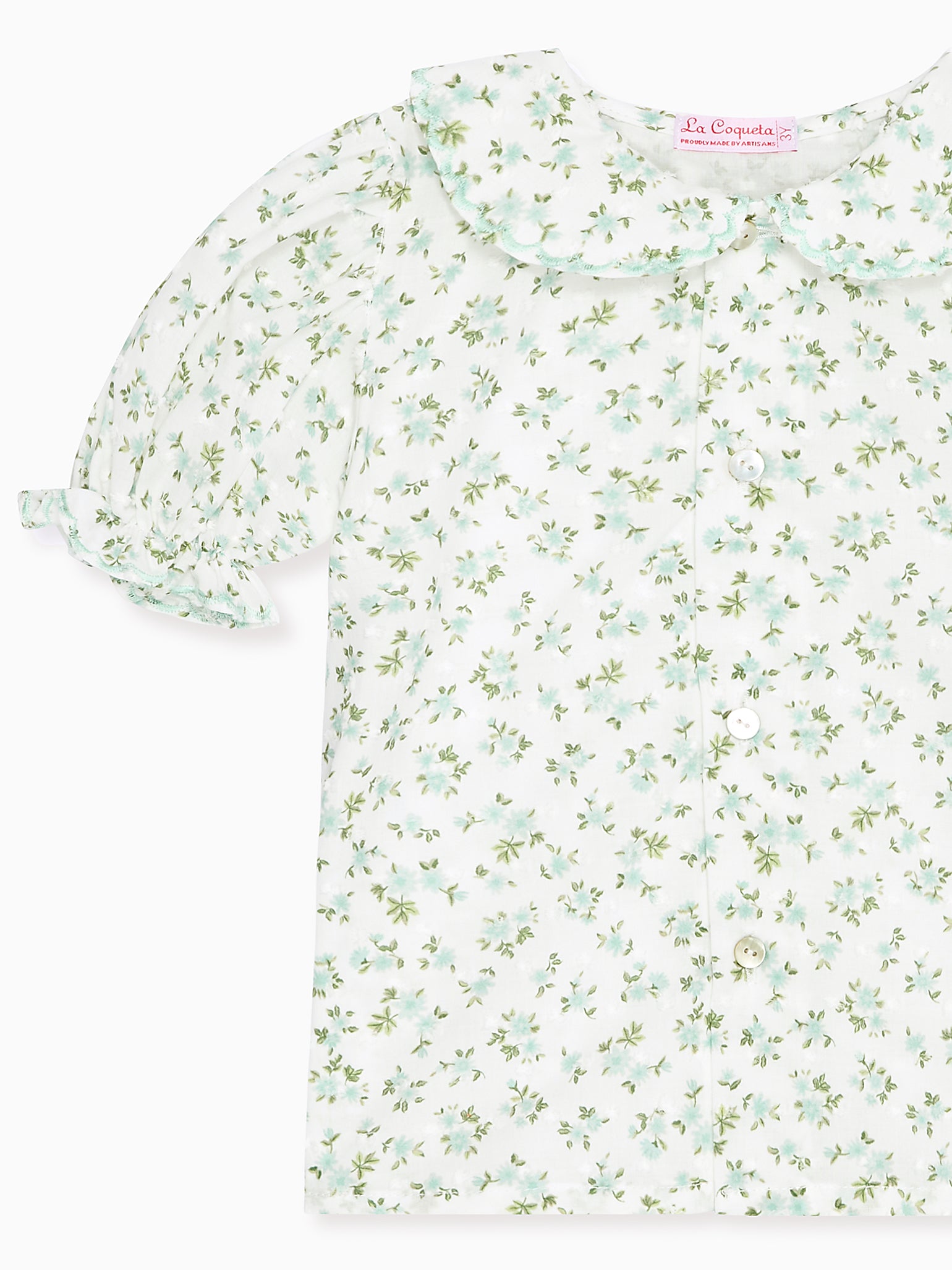 Green Floral Nieves Baby Girl Shirt