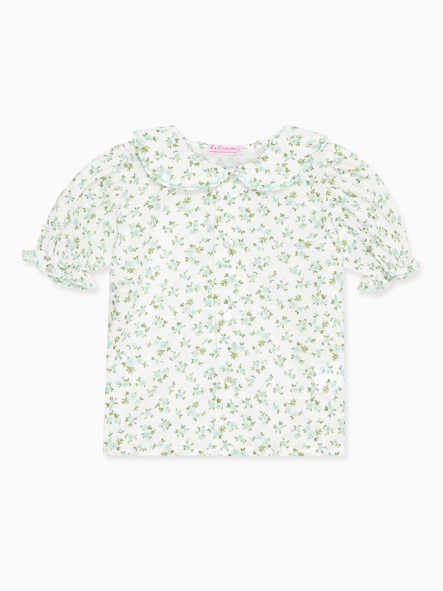 Green Floral Nieves Baby Girl Shirt