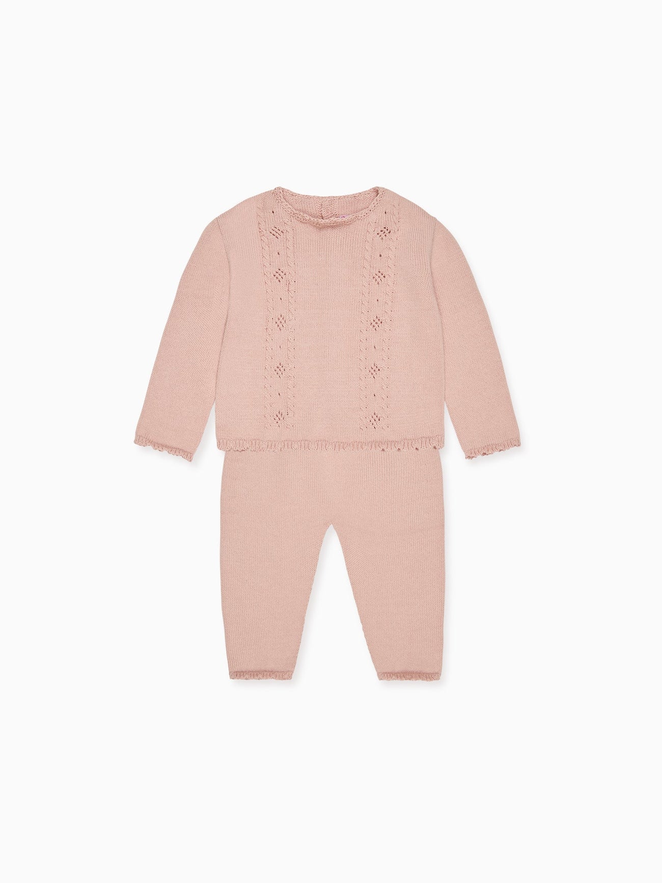 Dusty Pink Nina Cotton Baby Girl Knitted Set