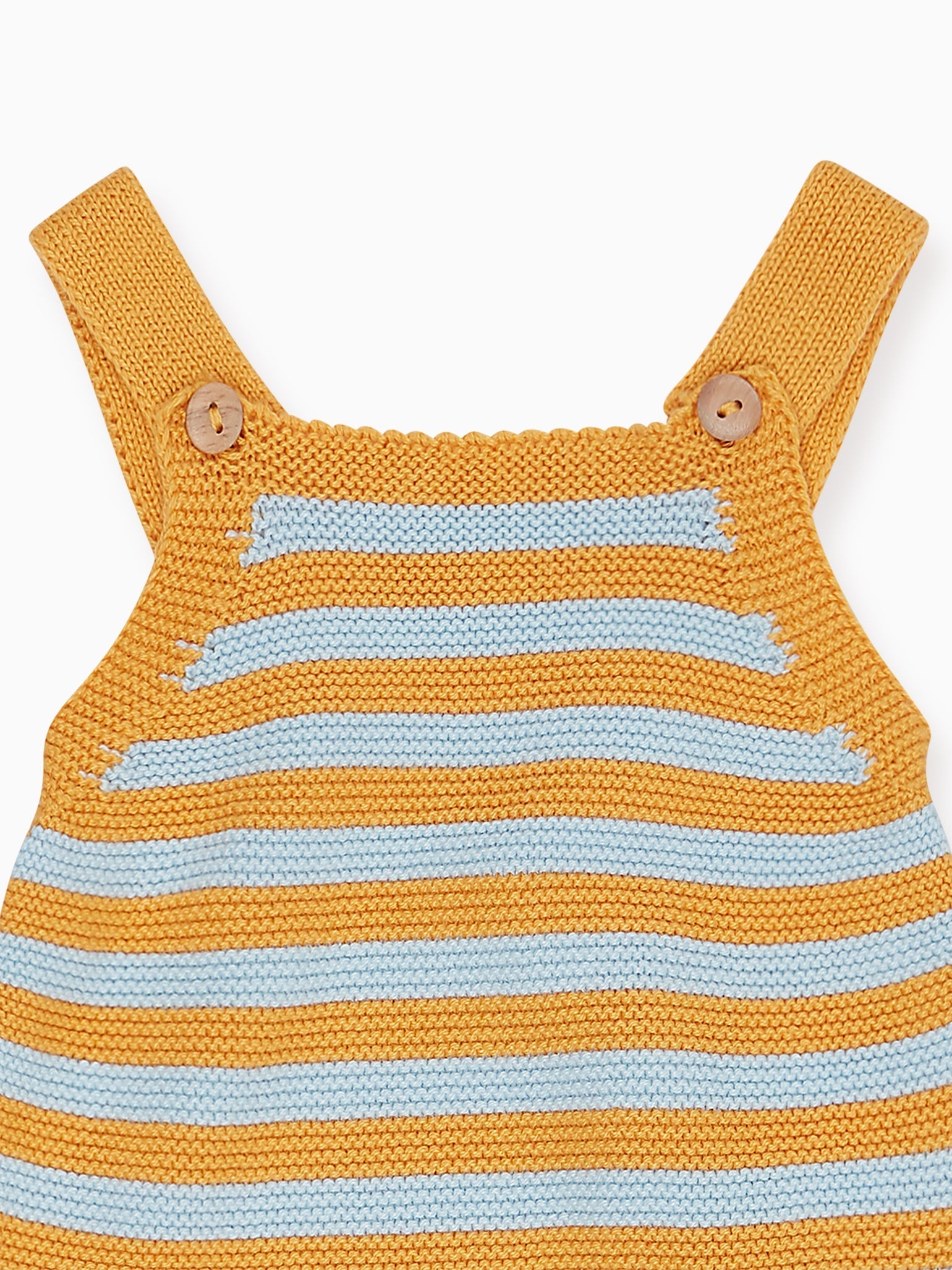 Honey Stripe Ninette Cotton Baby Knitted Overalls