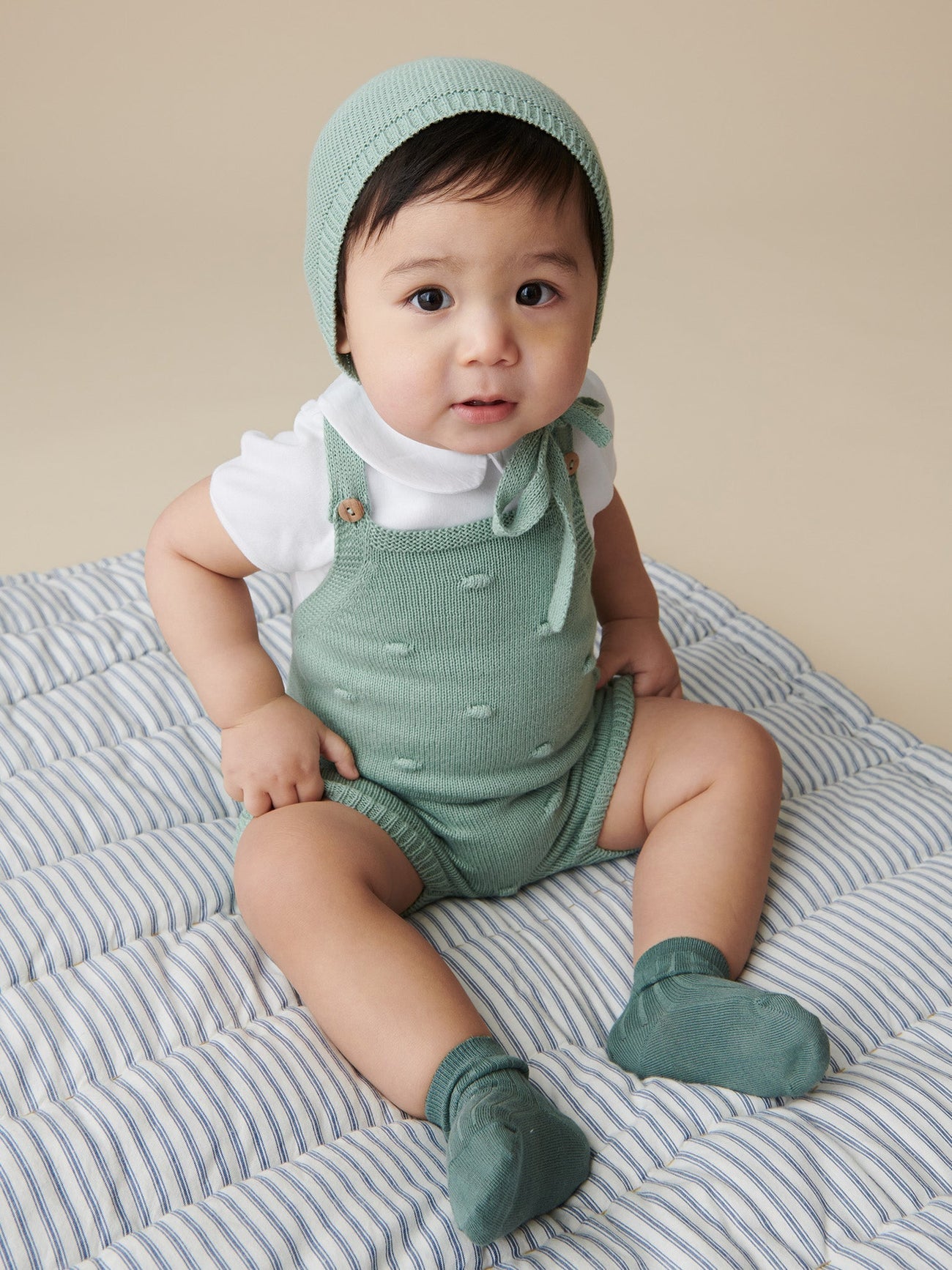 Sage Noa Cotton Baby Knitted Overalls