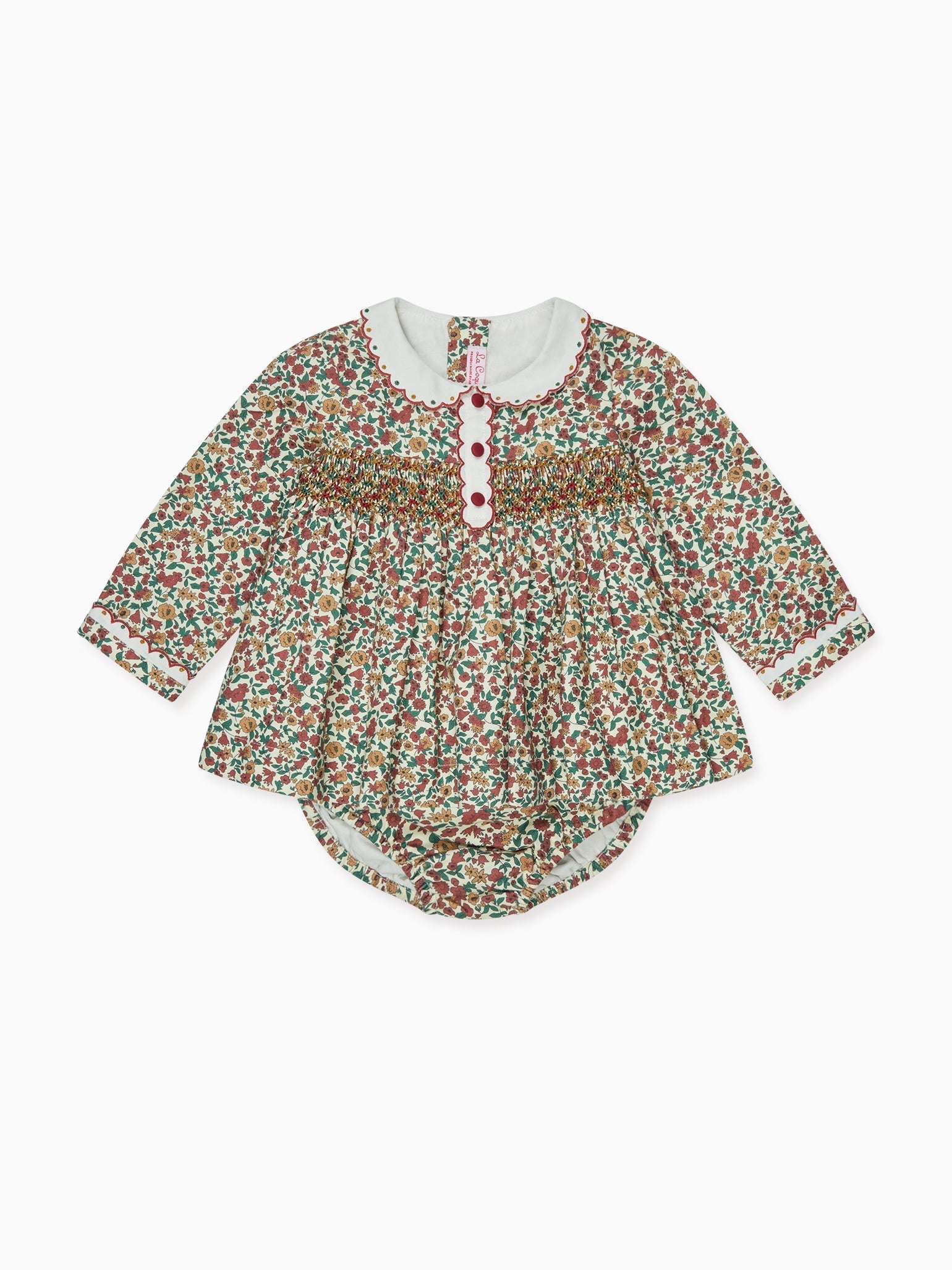 Terracotta Floral Noelia Baby Girl Hand-Smocked Set