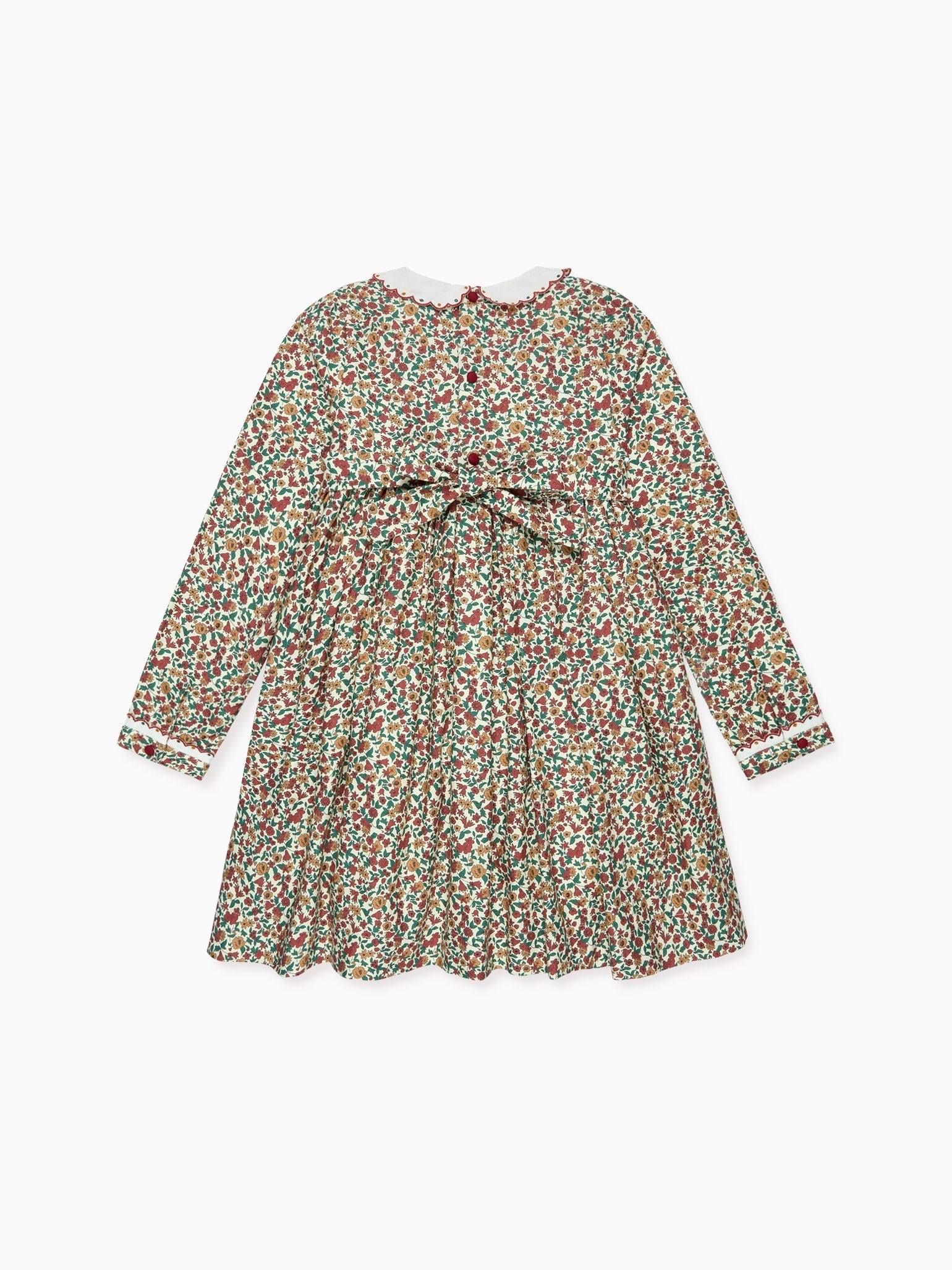 Terracotta Floral Noelia Girl Hand-Smocked Dress