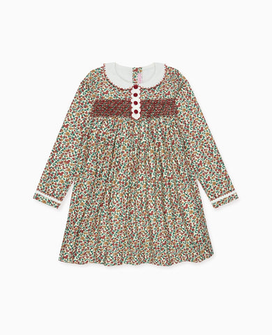 Terracotta Floral Noelia Girl Hand-Smocked Dress