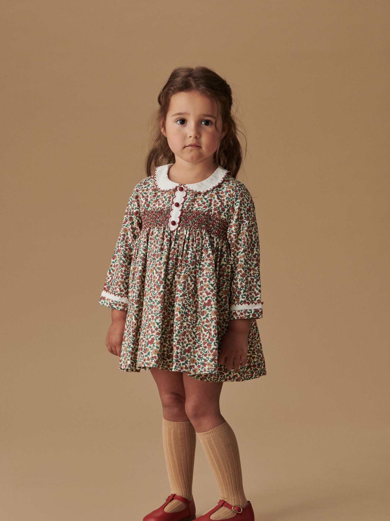 Terracotta Floral Noelia Baby Girl Hand-Smocked Set