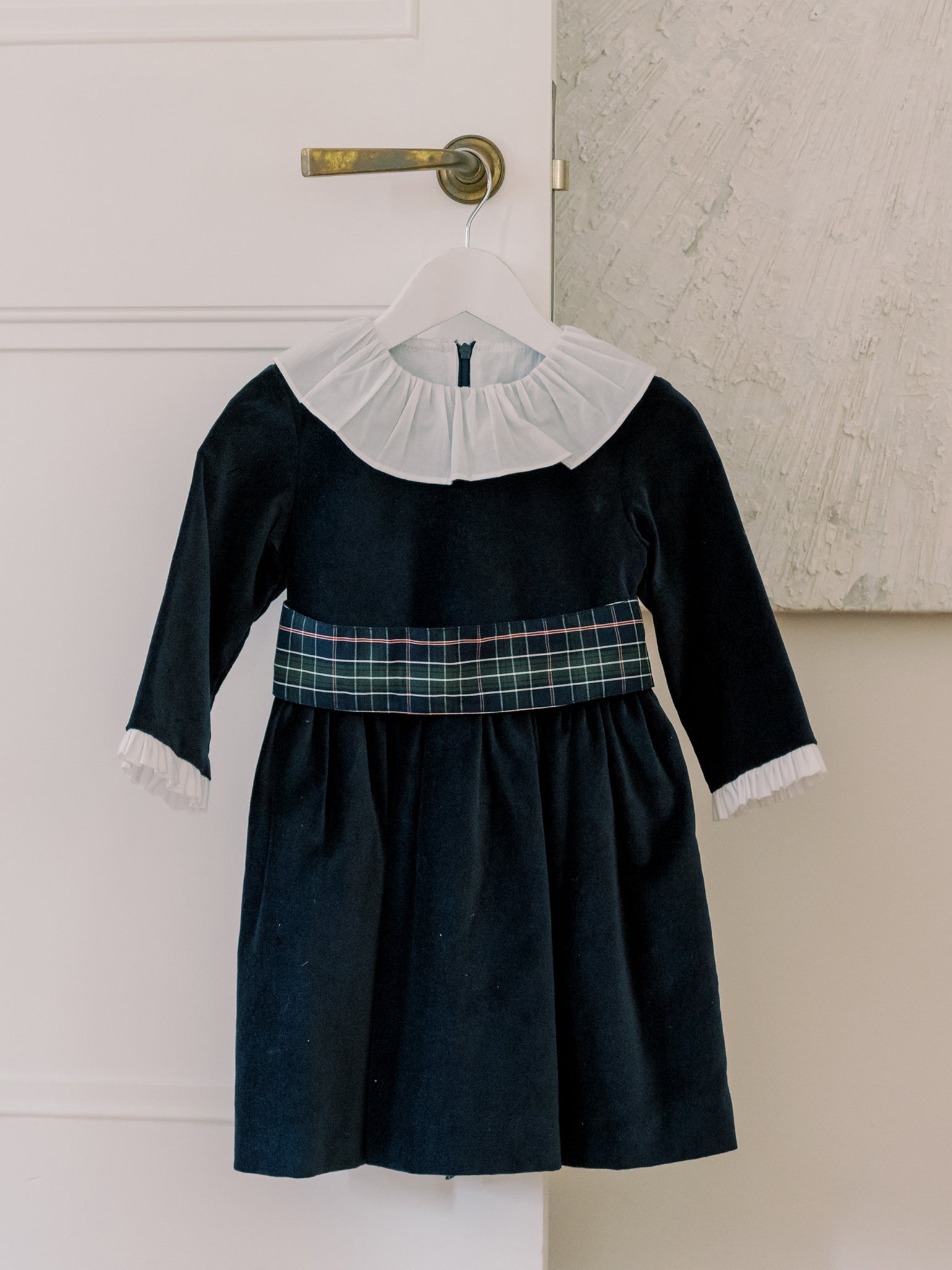 Navy Nola Velvet Girl Dress