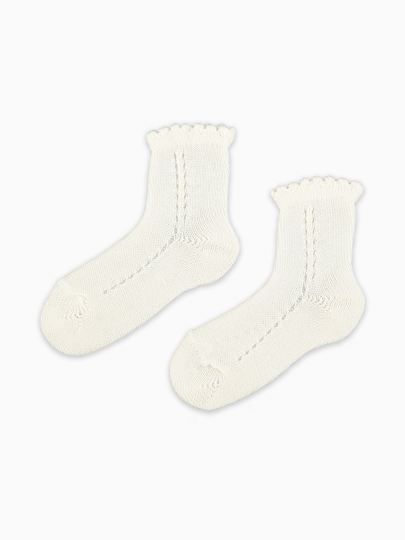 Off White Openwork Short Girl Socks Set