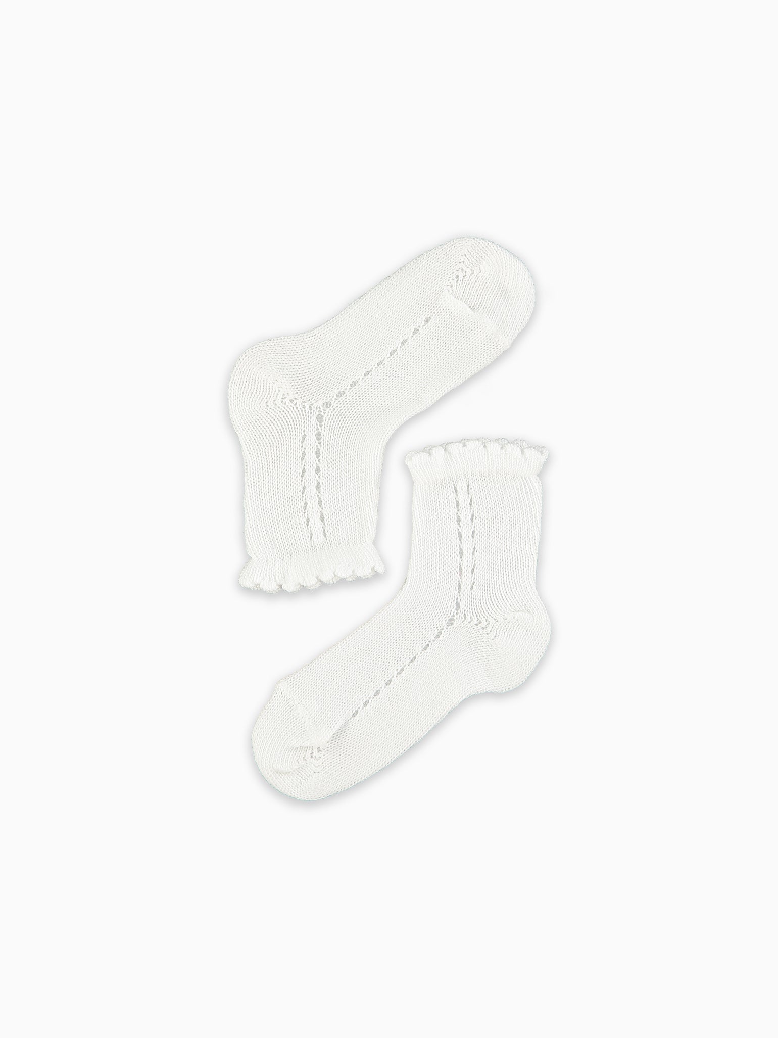 White Openwork Short Girl Socks