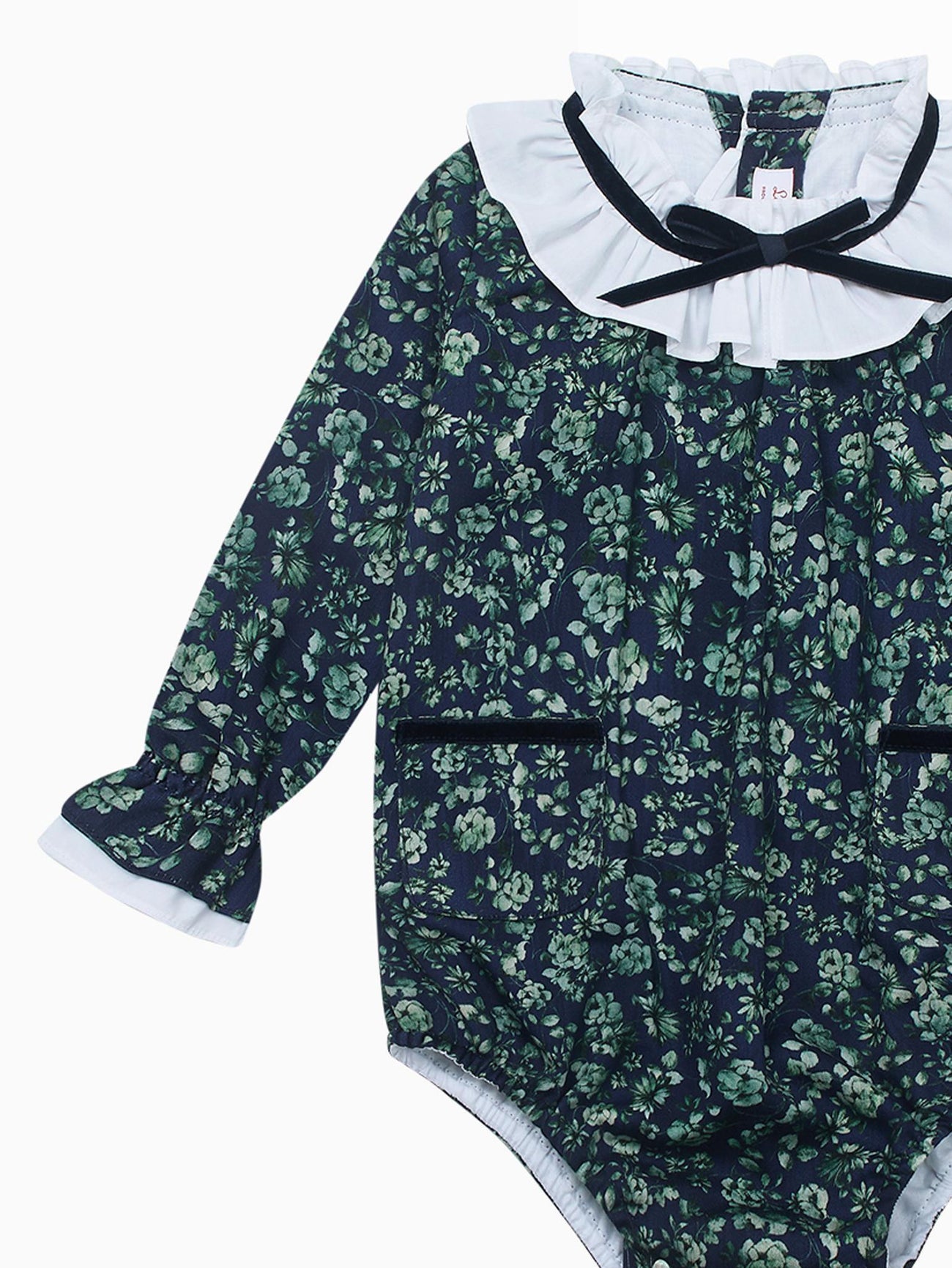 Navy & Green Floral Odisea Baby Girl Romper
