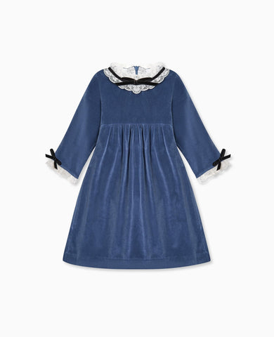 Blue Odisea Velvet Girl A-Line Dress