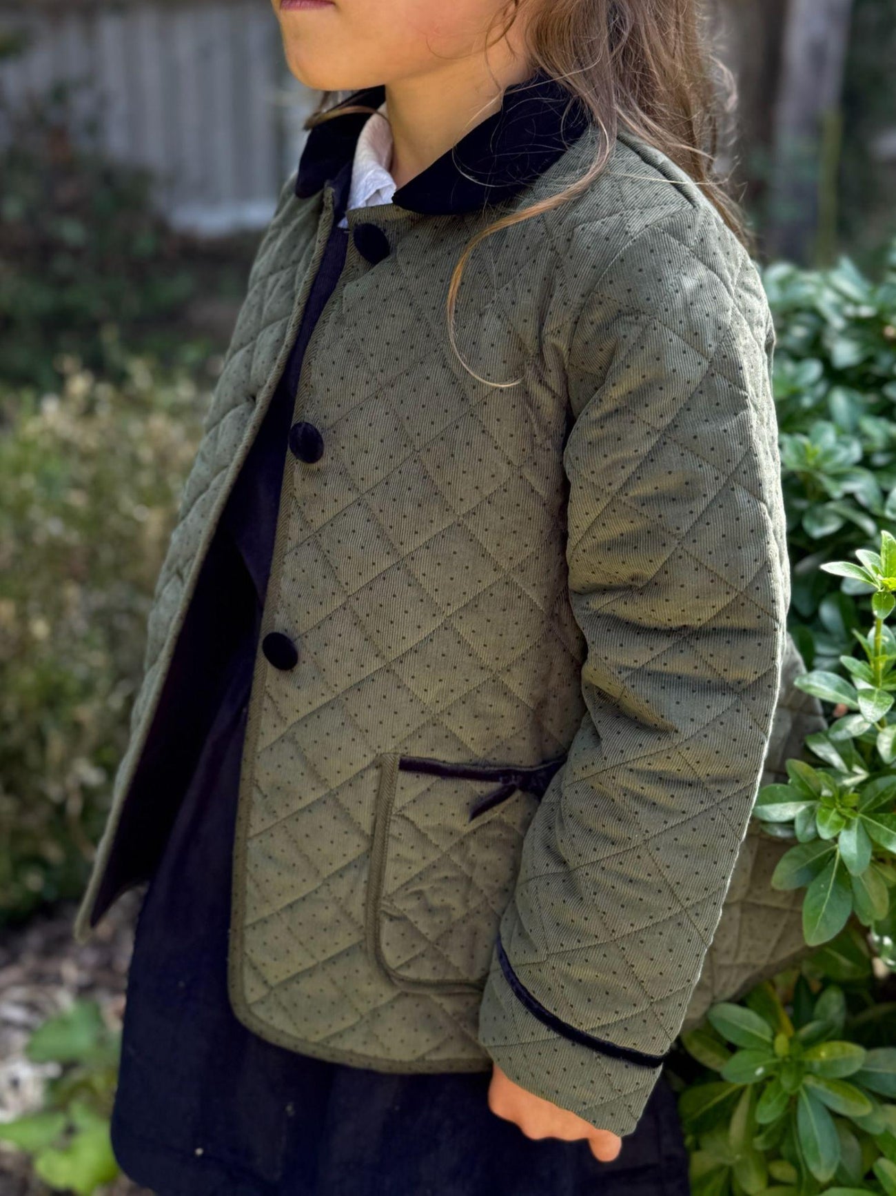 Olive Polka Dot Gabriella Girl Jacket