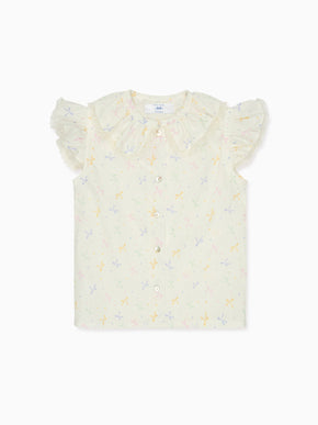 Nicky Hilton x La Coqueta Ivory Bow Olivia Girl Shirt