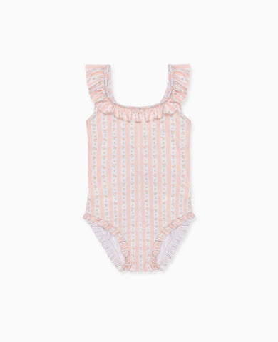 Pink Floral Stripe Opal Girl Swimsuit