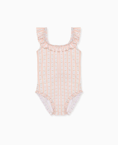 Pink Floral Stripe Opal Girl Swimsuit