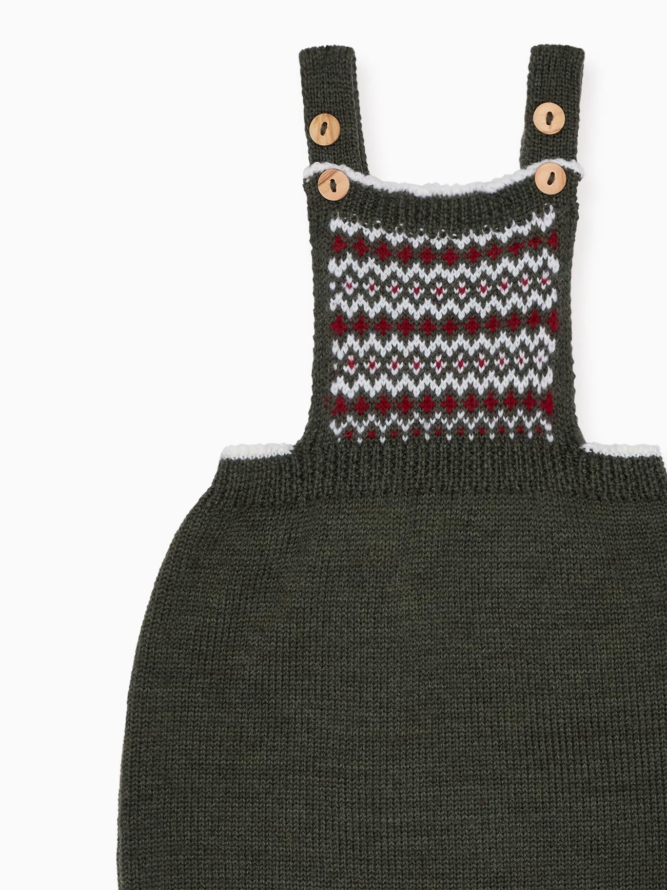 Olive Aspen Fair Isle Merino Baby Knitted Dungarees