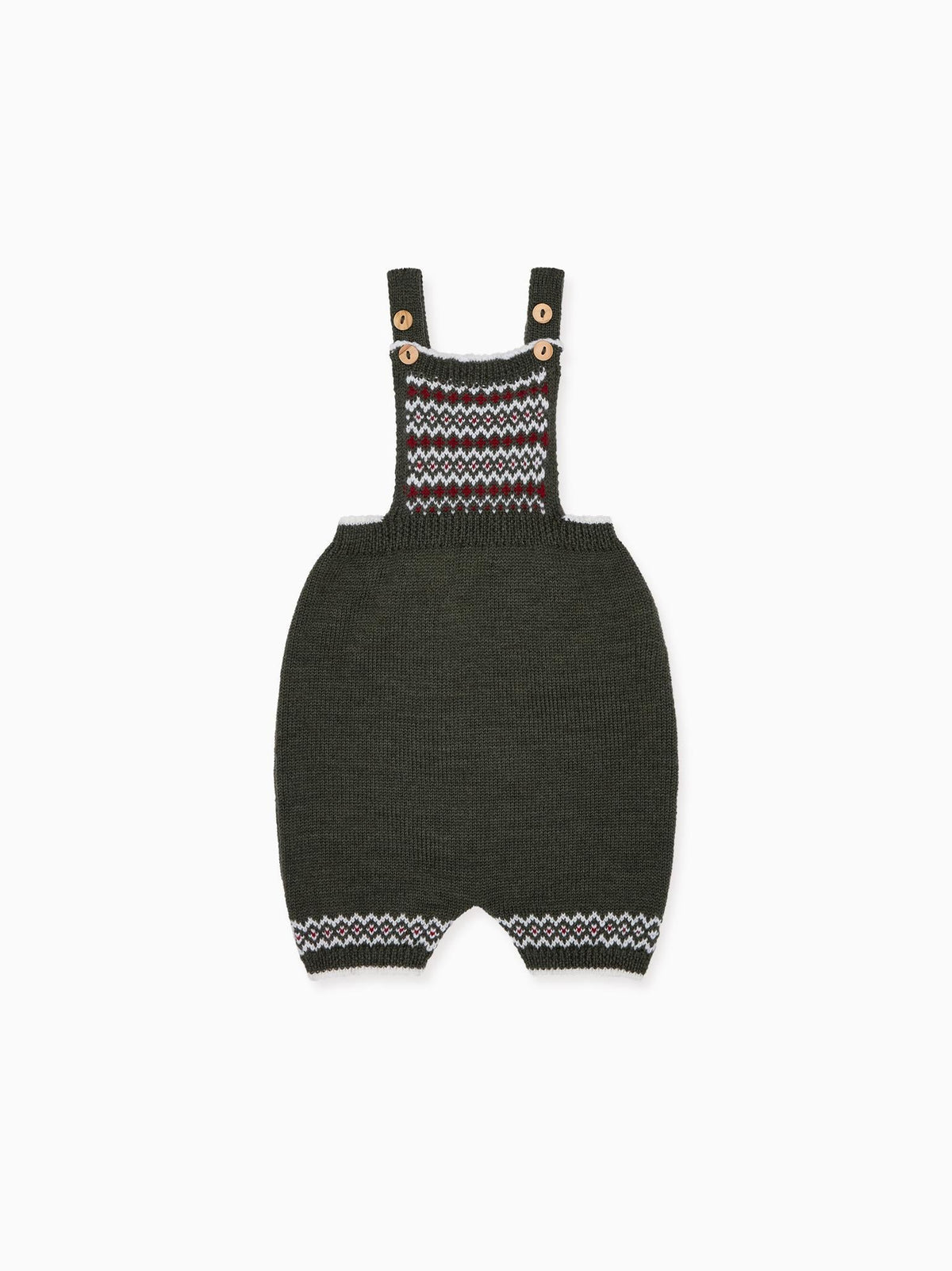 Olive Aspen Fair Isle Merino Baby Knitted Dungarees