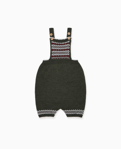Olive Aspen Fair Isle Merino Baby Knitted Dungarees