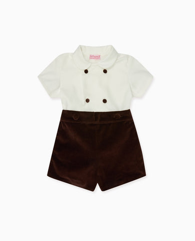 Chocolate Otto Velvet Baby Boy Set