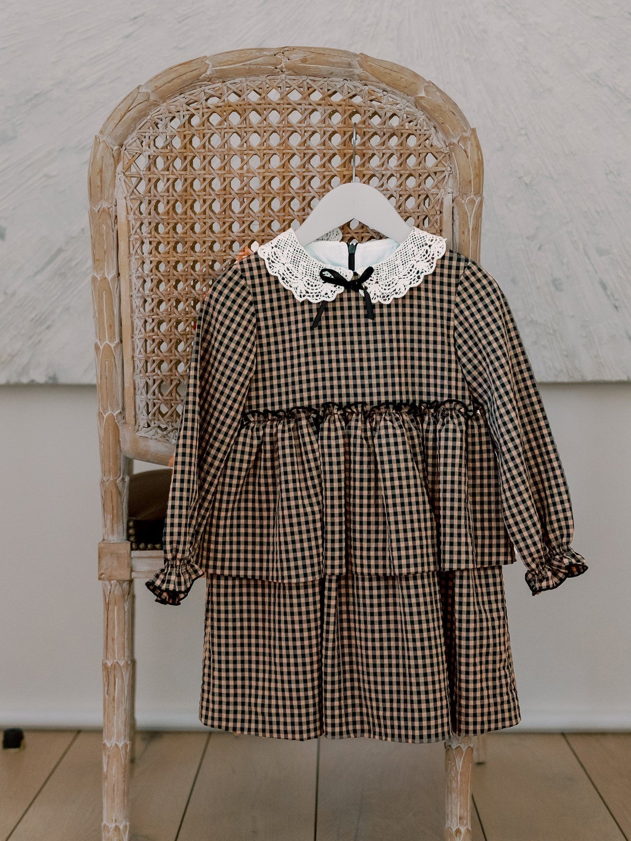 Taupe Gingham Gloria Girl Dress