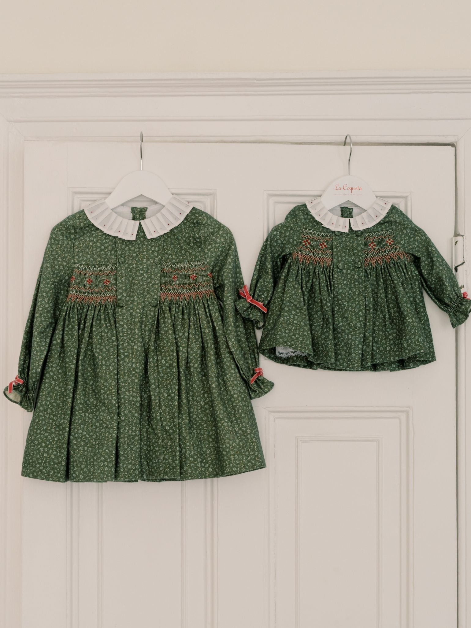 Green Floral Magdalena Baby Girl Hand-Smocked Set