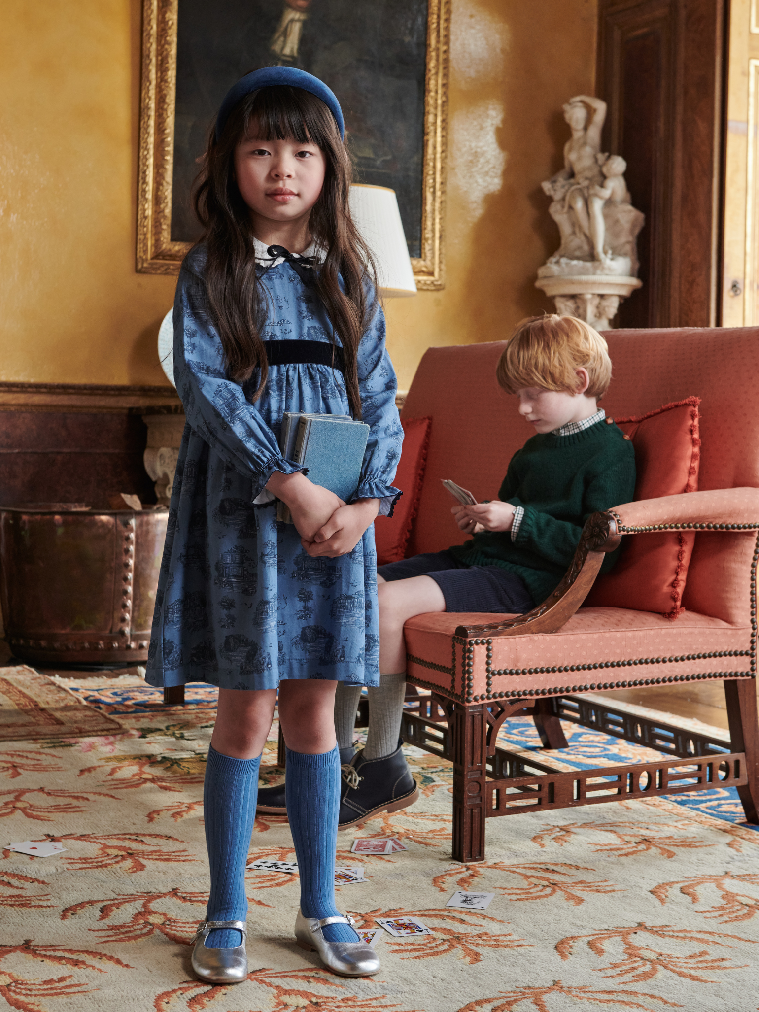 Blue Toile De Jouy Helena Girl Dress