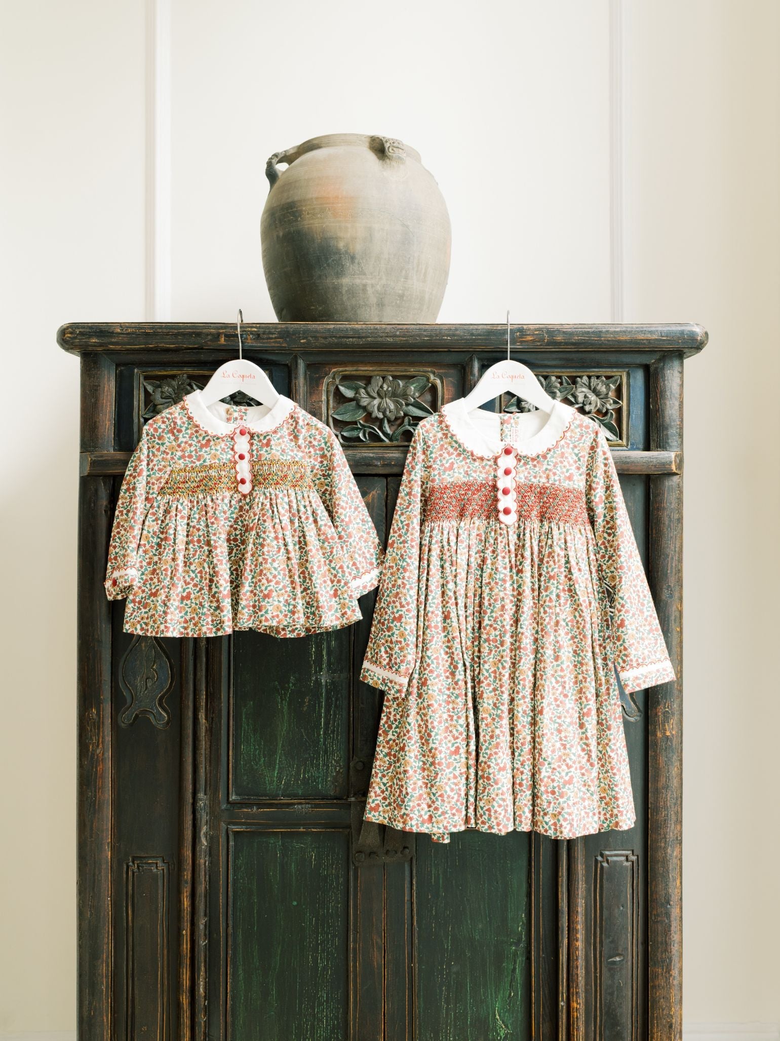 Terracotta Floral Noelia Girl Hand-Smocked Dress